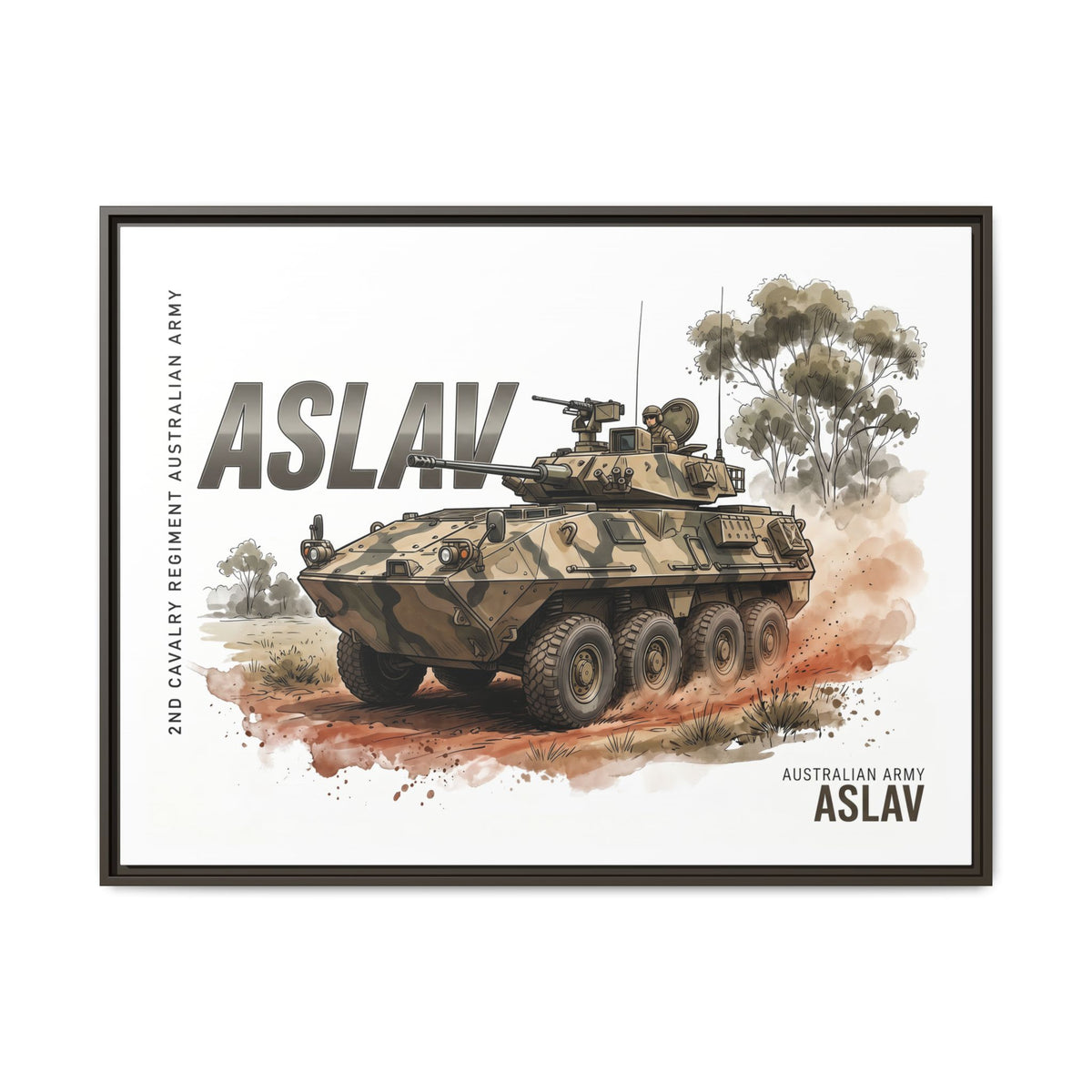 ASLAV Armored Vehicle Matte Canvas Framed Print — Australian Army Military Art