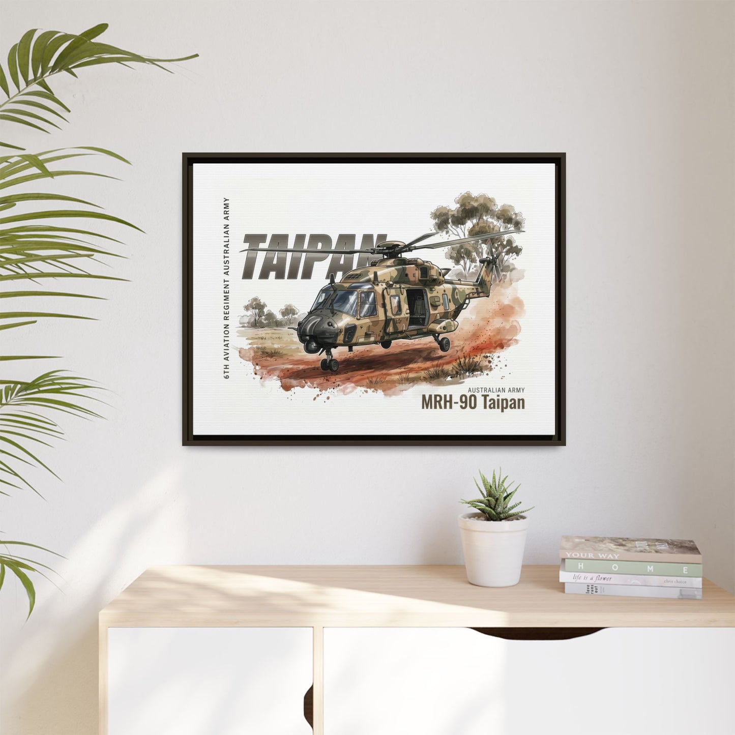 MRH-90 Taipan Helicopter Matte Canvas Framed Print — Australian Army Aviation Art