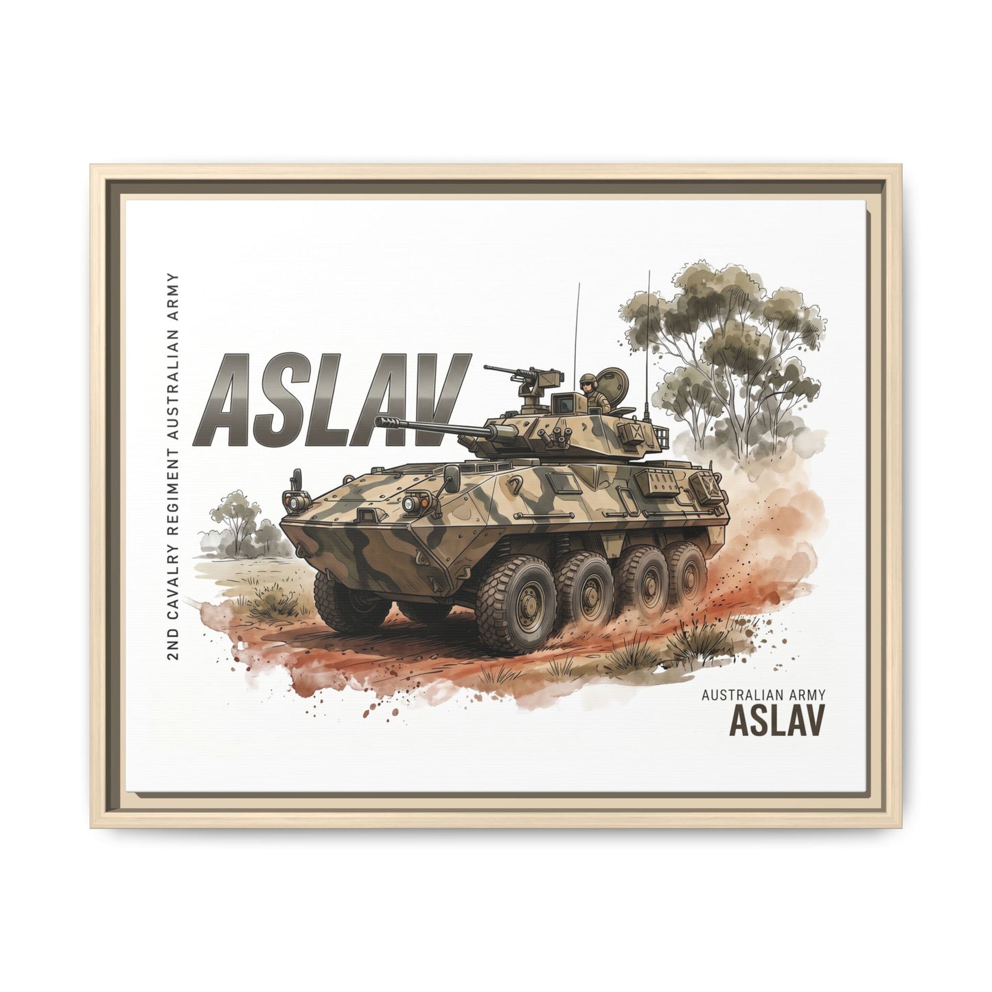 ASLAV Armored Vehicle Matte Canvas Framed Print — Australian Army Military Art