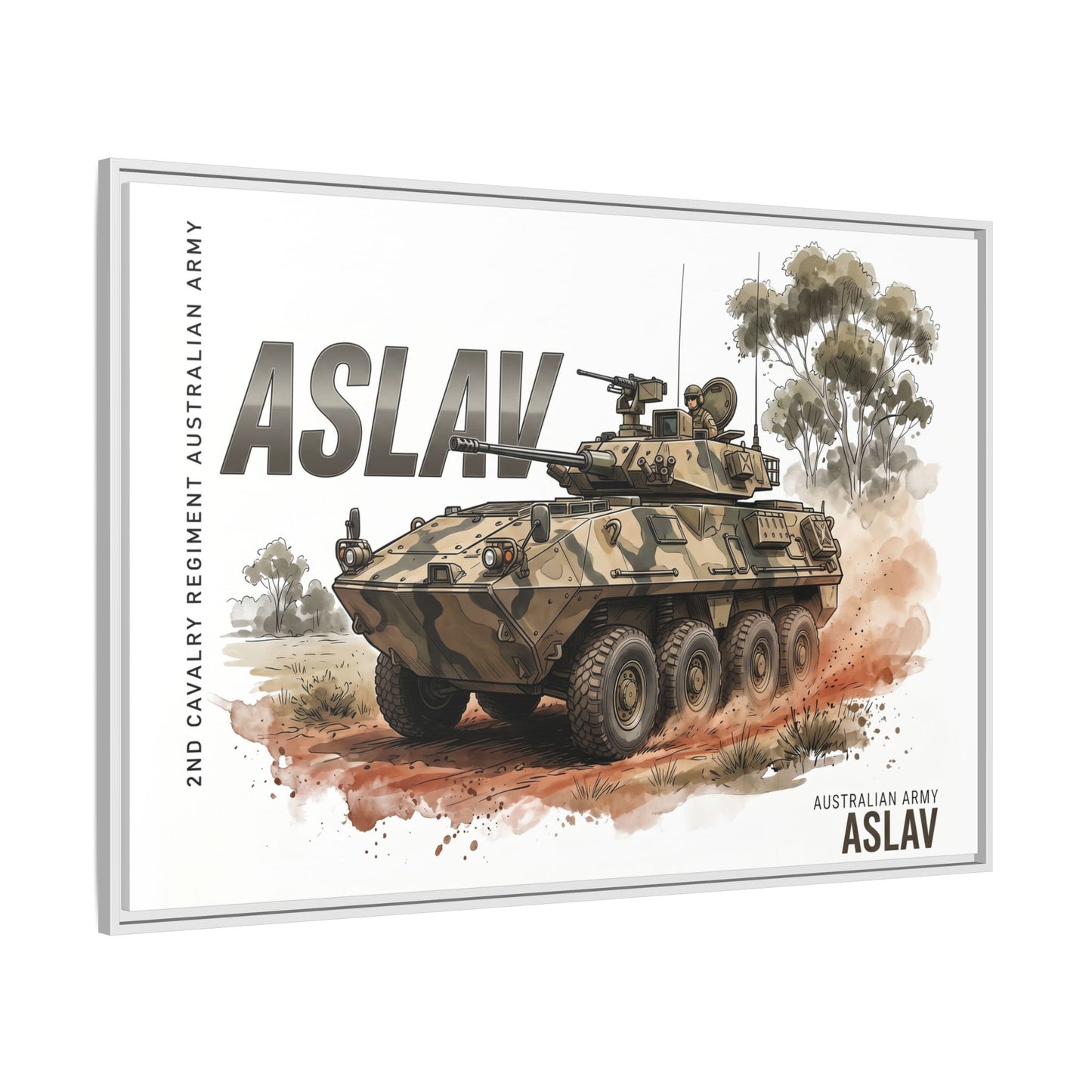 ASLAV Armored Vehicle Matte Canvas Framed Print — Australian Army Military Art