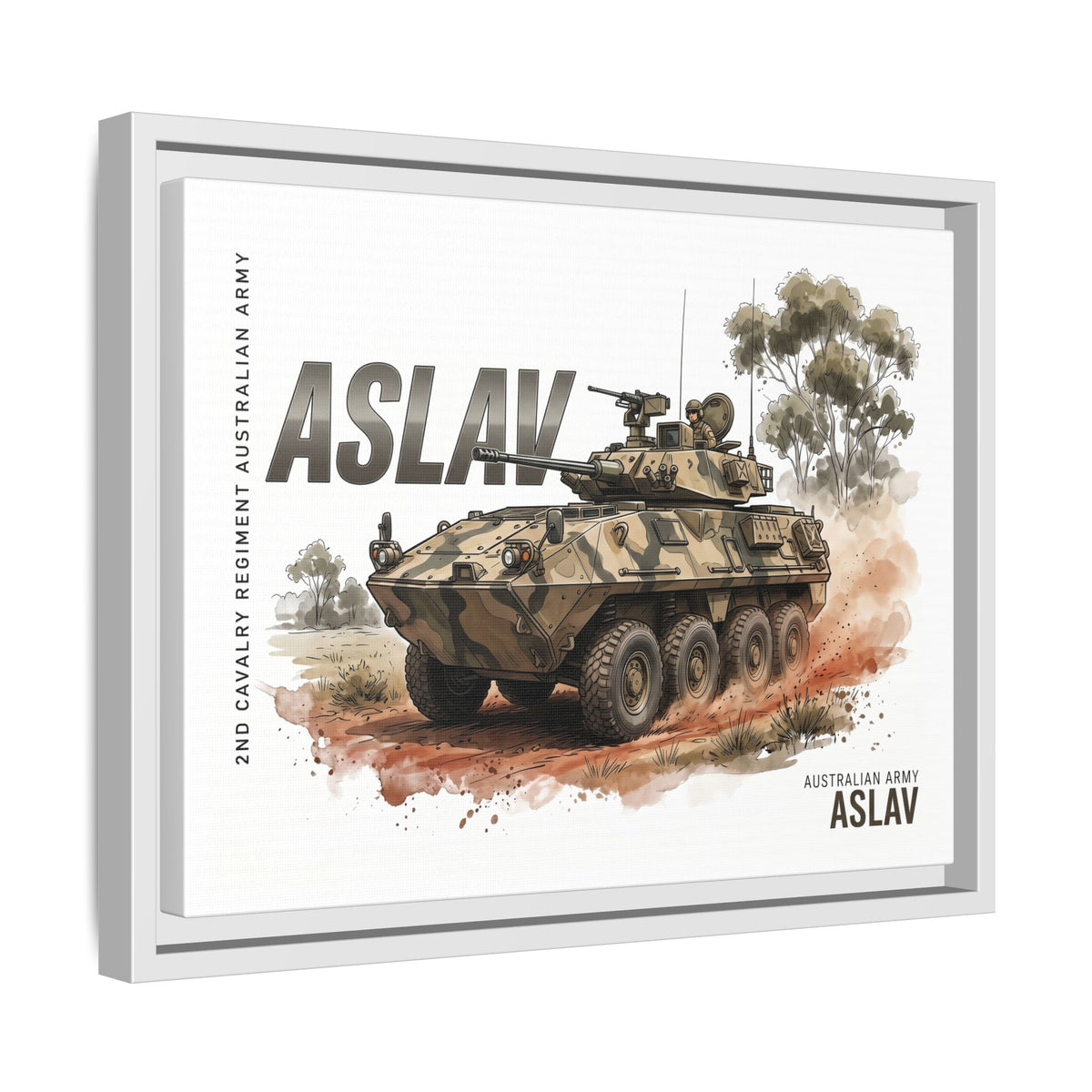 ASLAV Armored Vehicle Matte Canvas Framed Print — Australian Army Military Art