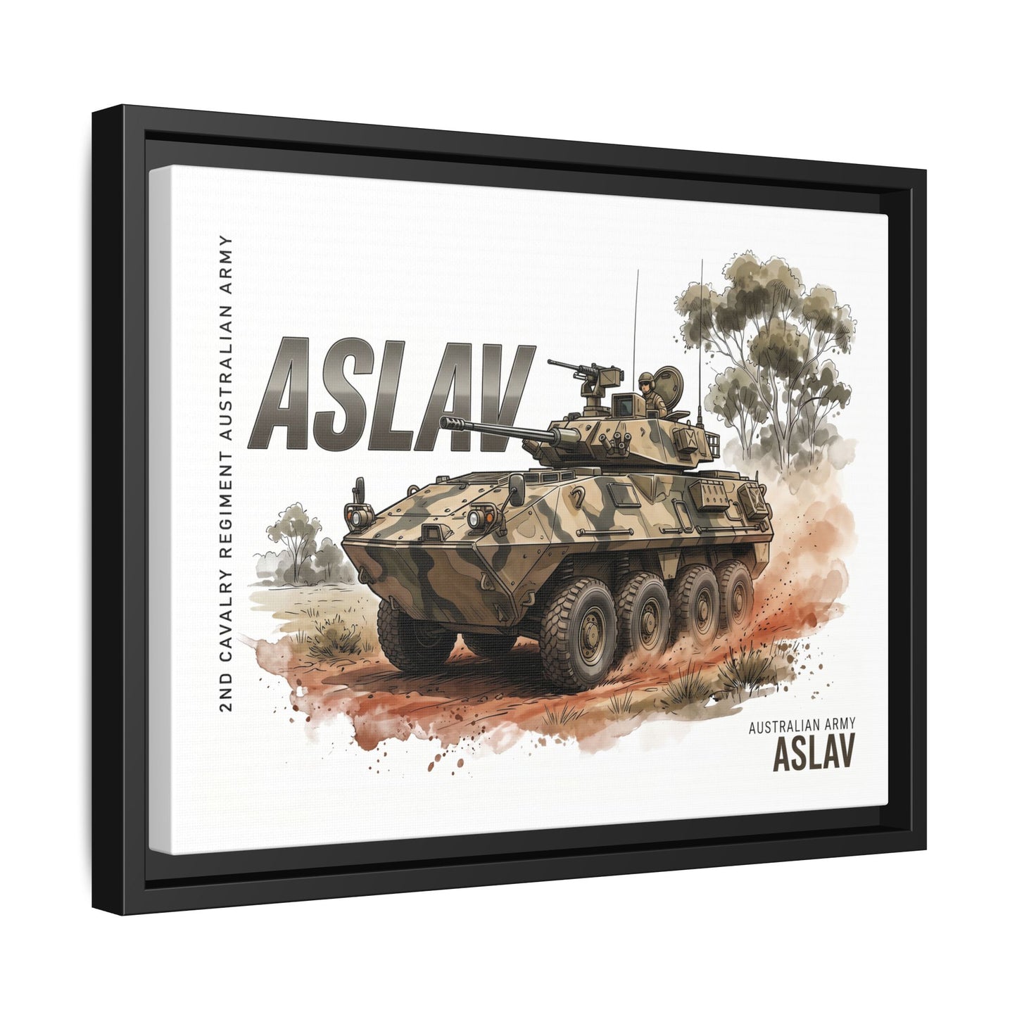 ASLAV Armored Vehicle Matte Canvas Framed Print — Australian Army Military Art