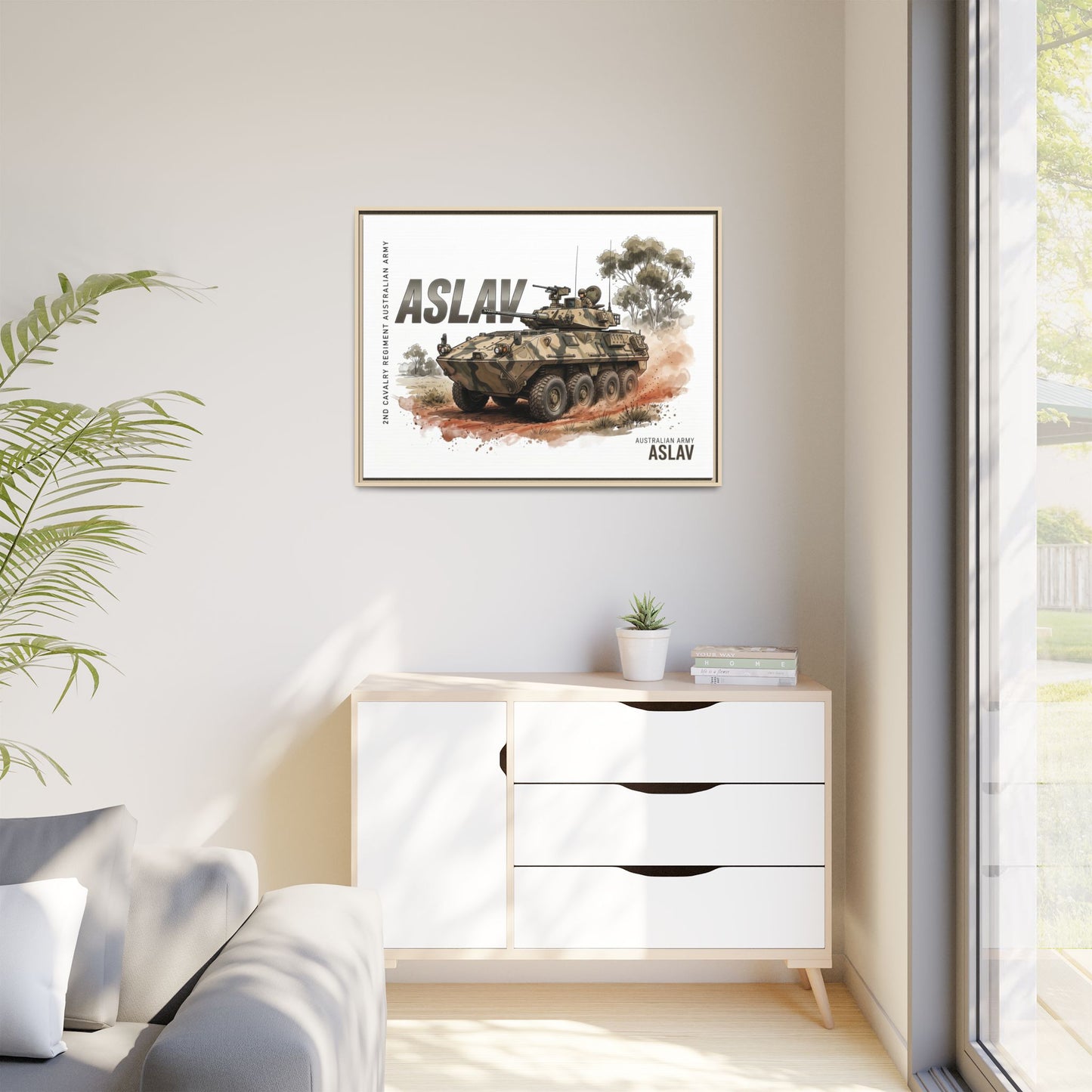 ASLAV Armored Vehicle Matte Canvas Framed Print — Australian Army Military Art