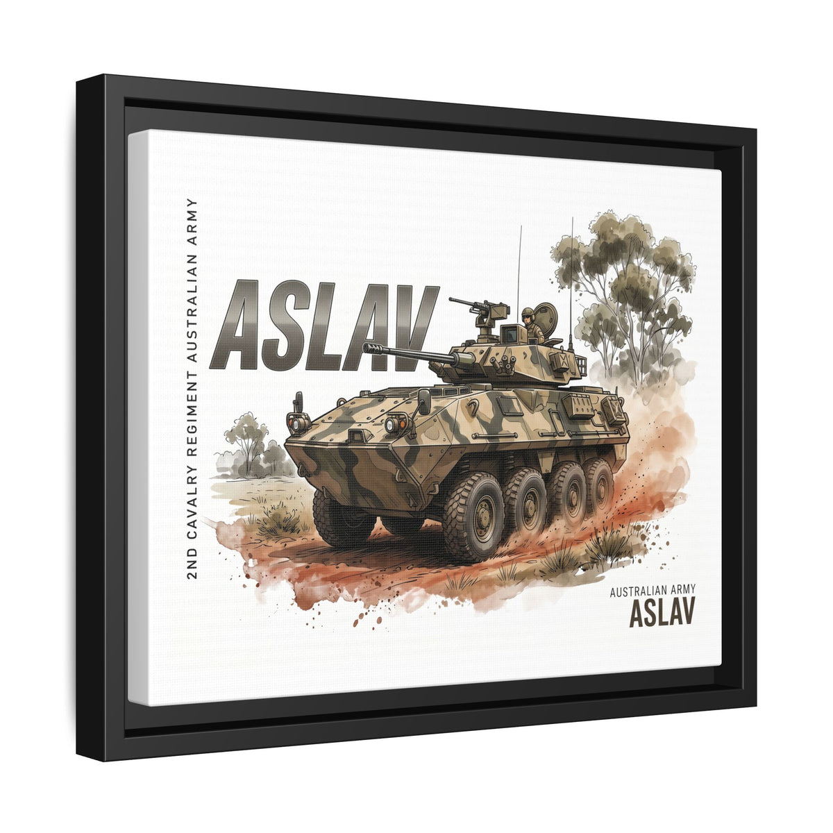 ASLAV Armored Vehicle Matte Canvas Framed Print — Australian Army Military Art