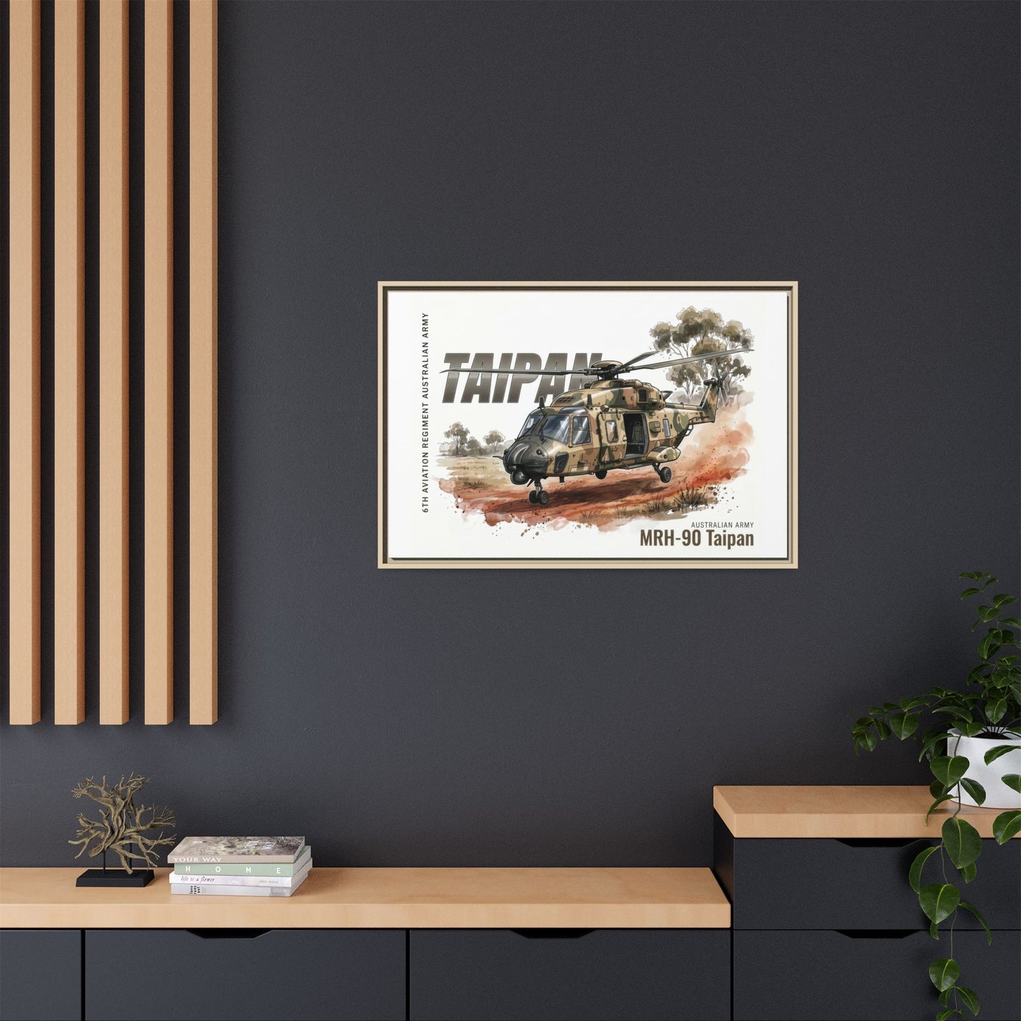MRH-90 Taipan Helicopter Matte Canvas Framed Print — Australian Army Aviation Art