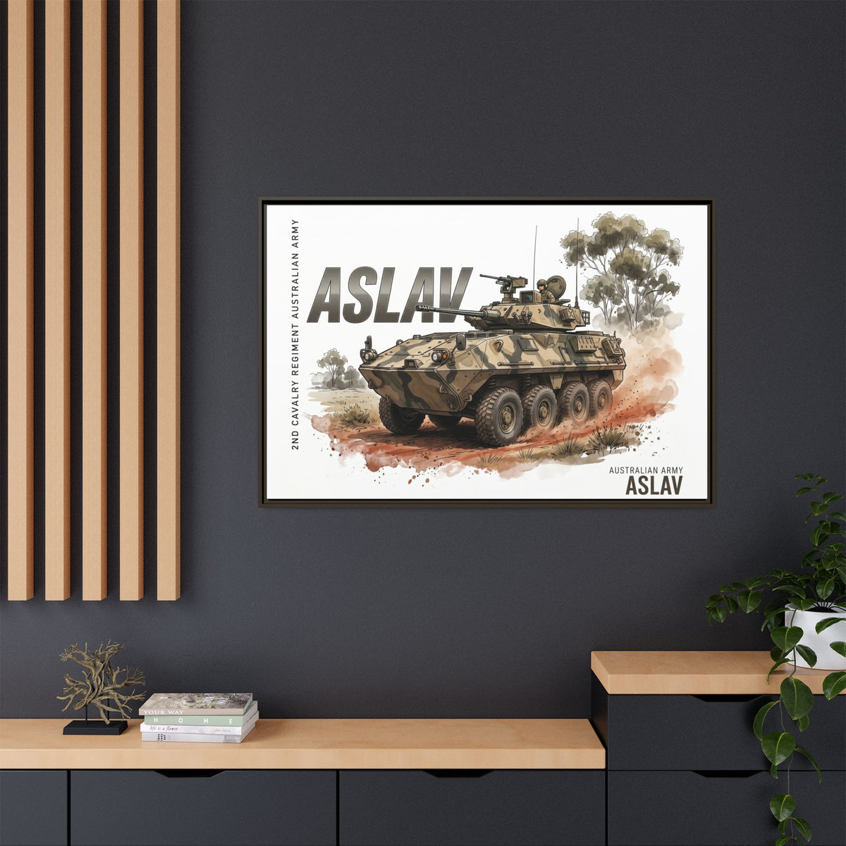ASLAV Armored Vehicle Matte Canvas Framed Print — Australian Army Military Art