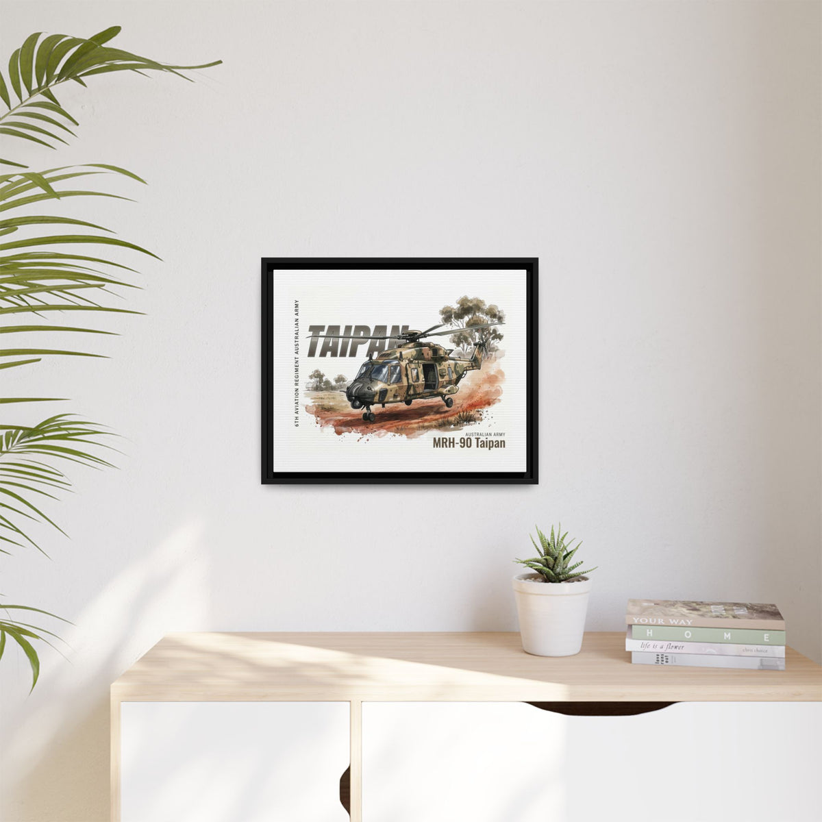 MRH-90 Taipan Helicopter Matte Canvas Framed Print — Australian Army Aviation Art