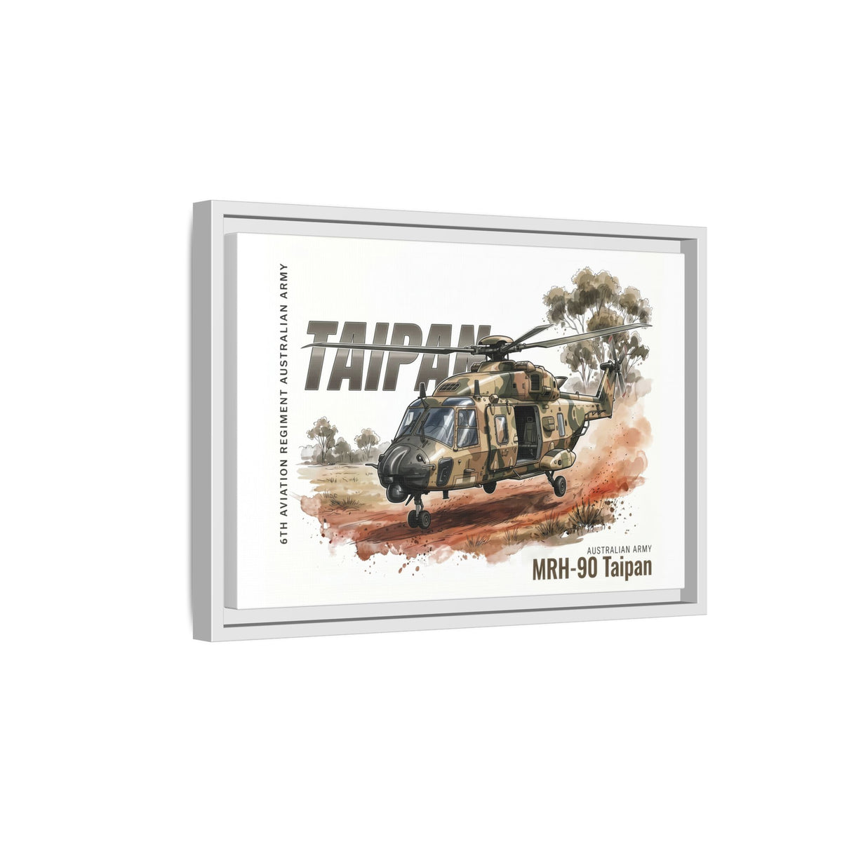 MRH-90 Taipan Helicopter Matte Canvas Framed Print — Australian Army Aviation Art