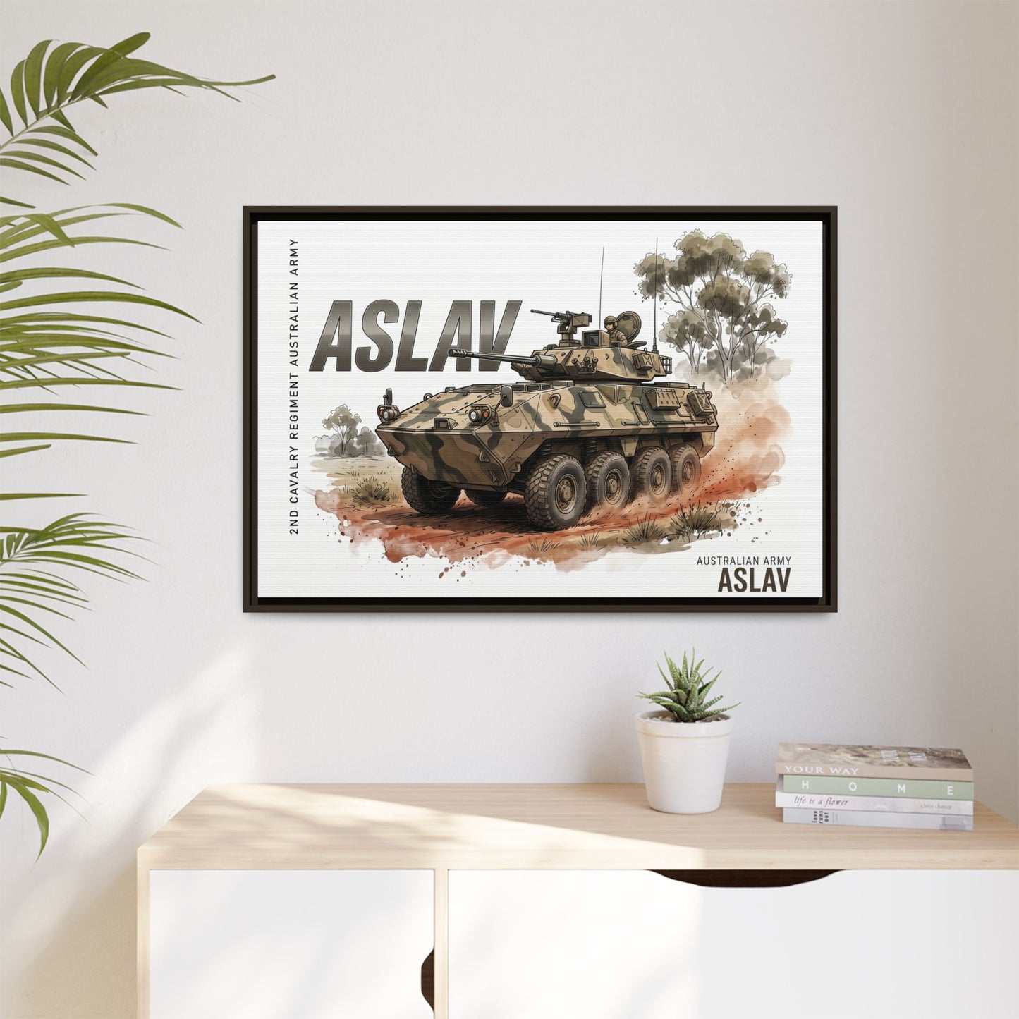 ASLAV Armored Vehicle Matte Canvas Framed Print — Australian Army Military Art