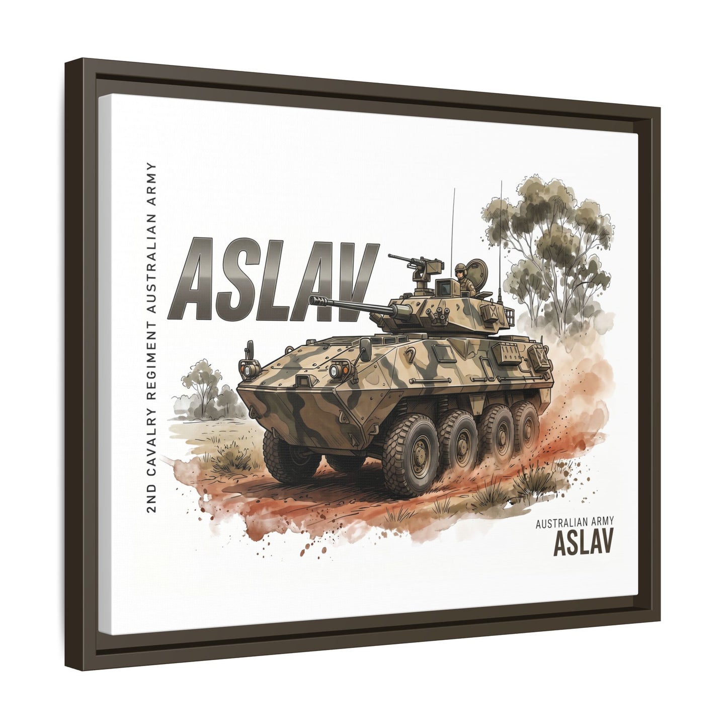 ASLAV Armored Vehicle Matte Canvas Framed Print — Australian Army Military Art