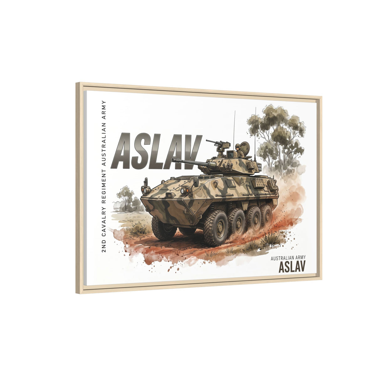 ASLAV Armored Vehicle Matte Canvas Framed Print — Australian Army Military Art