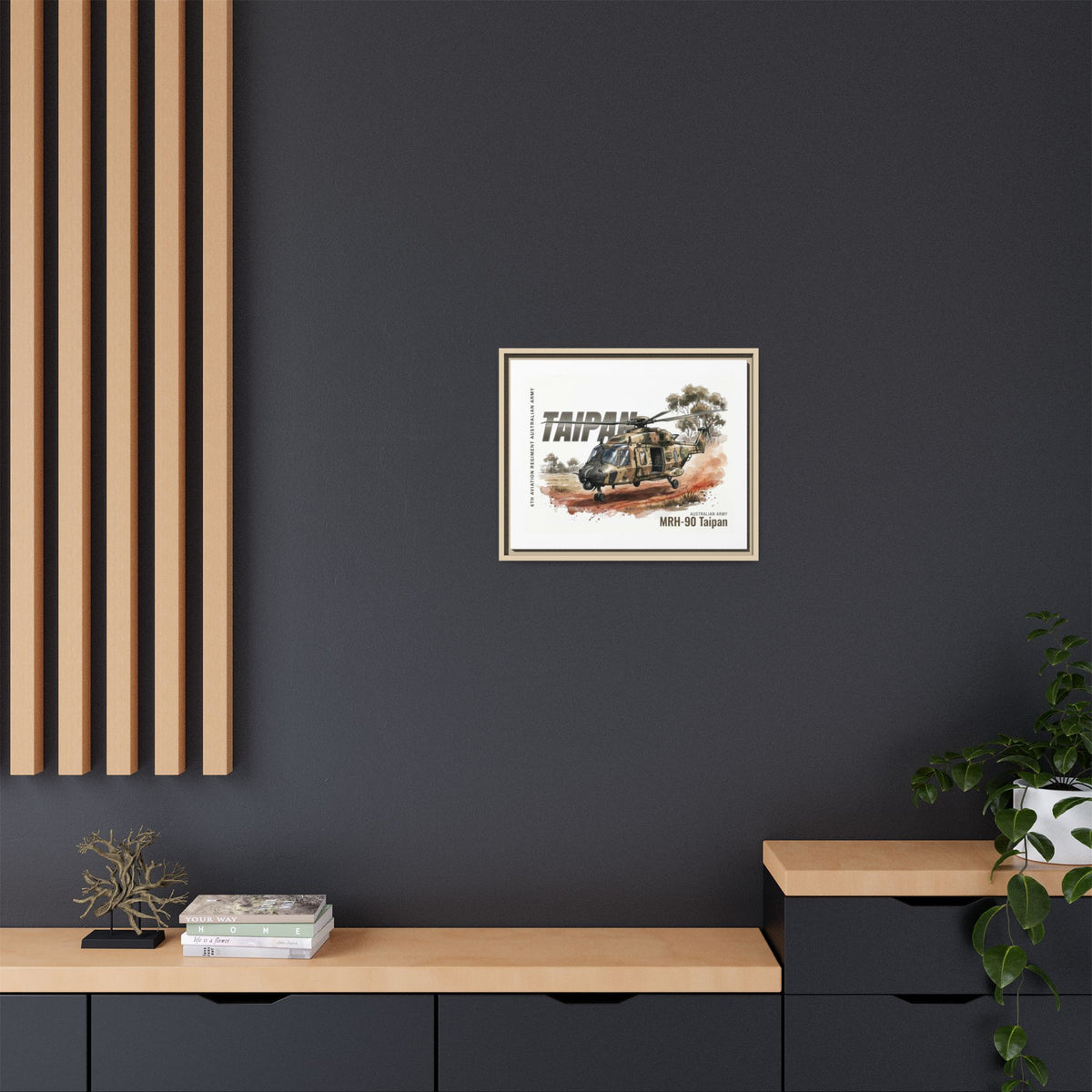 MRH-90 Taipan Helicopter Matte Canvas Framed Print — Australian Army Aviation Art