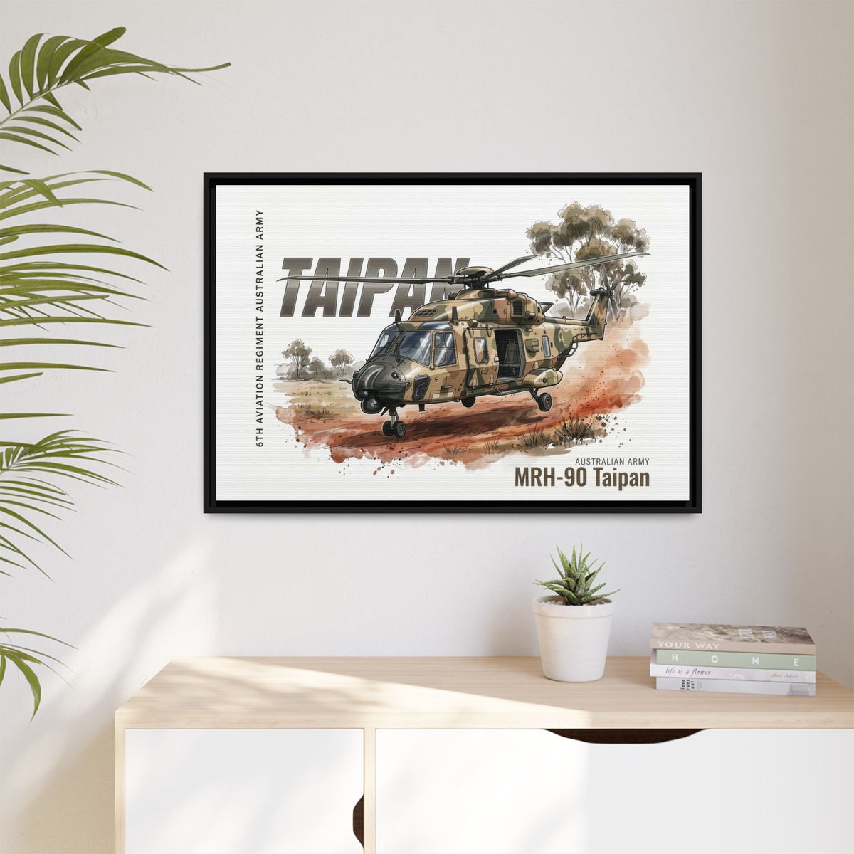 MRH-90 Taipan Helicopter Matte Canvas Framed Print — Australian Army Aviation Art