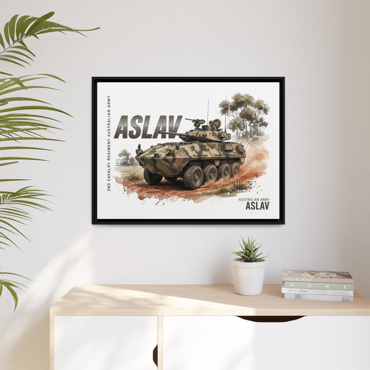 ASLAV Armored Vehicle Matte Canvas Framed Print — Australian Army Military Art