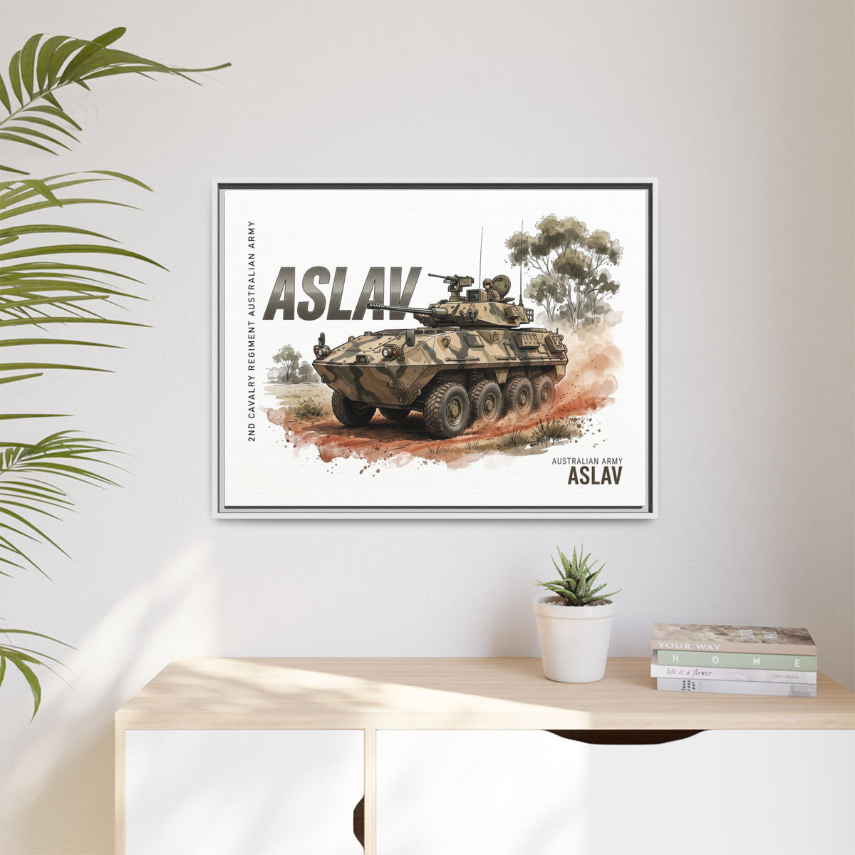 ASLAV Armored Vehicle Matte Canvas Framed Print — Australian Army Military Art