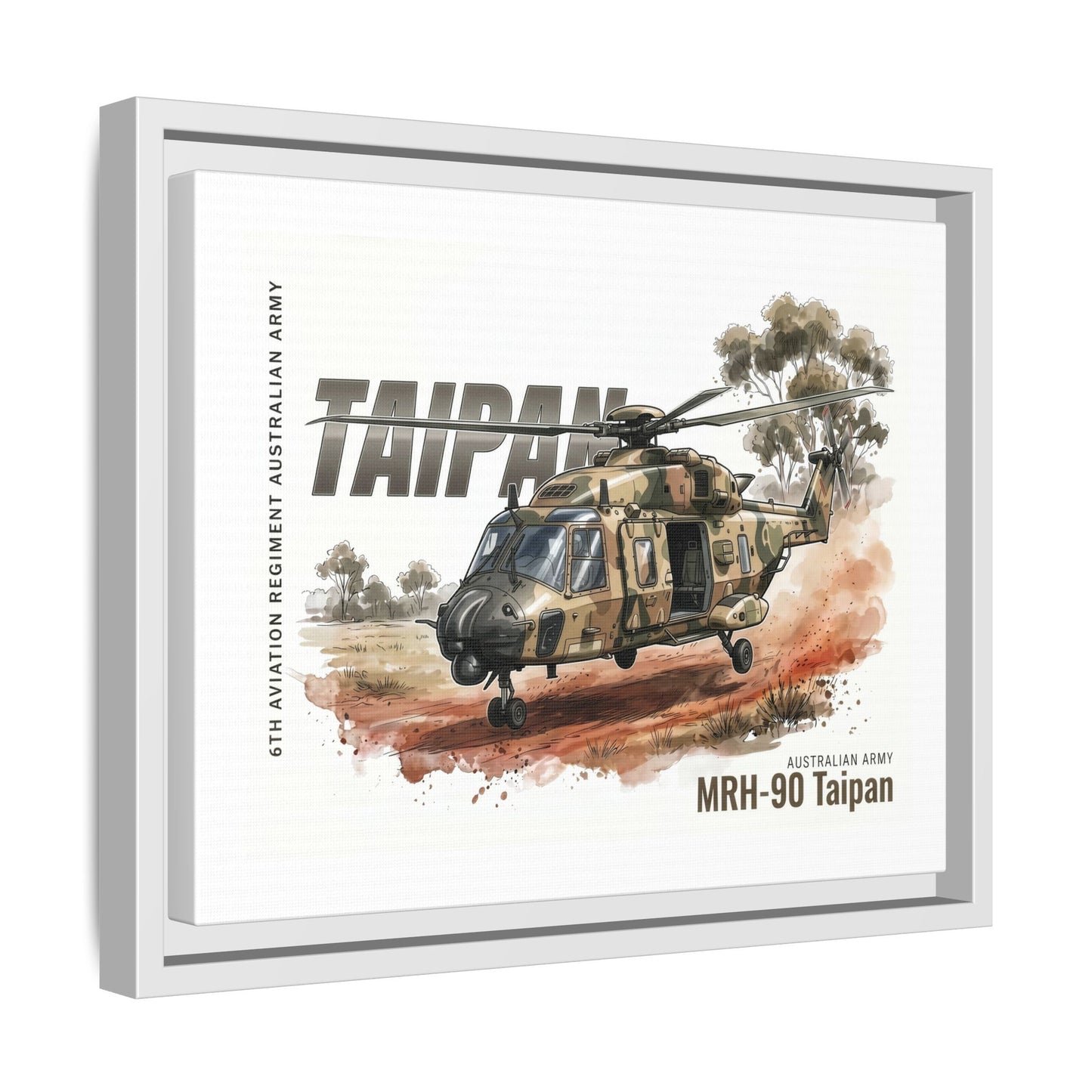 MRH-90 Taipan Helicopter Matte Canvas Framed Print — Australian Army Aviation Art