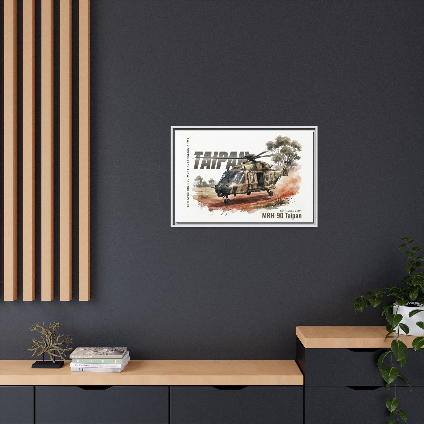 MRH-90 Taipan Helicopter Matte Canvas Framed Print — Australian Army Aviation Art
