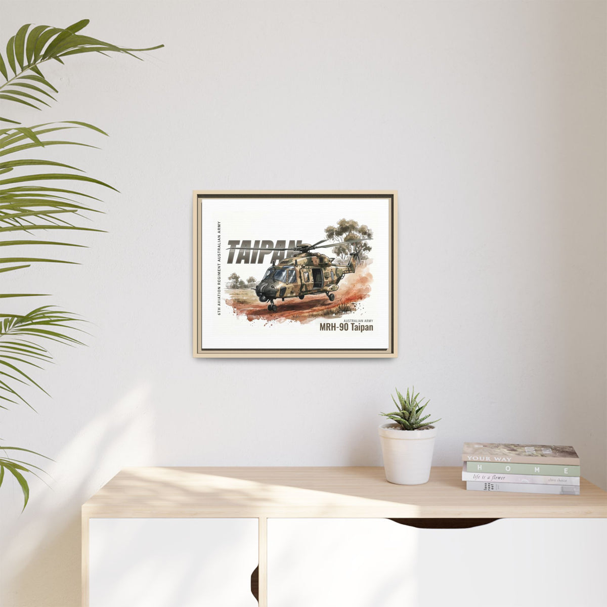 MRH-90 Taipan Helicopter Matte Canvas Framed Print — Australian Army Aviation Art