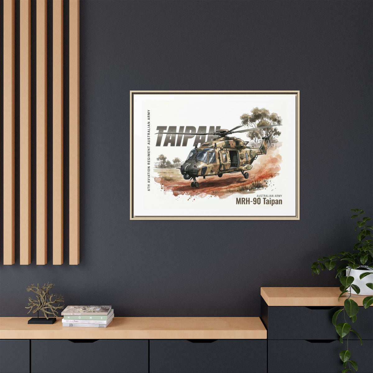 MRH-90 Taipan Helicopter Matte Canvas Framed Print — Australian Army Aviation Art