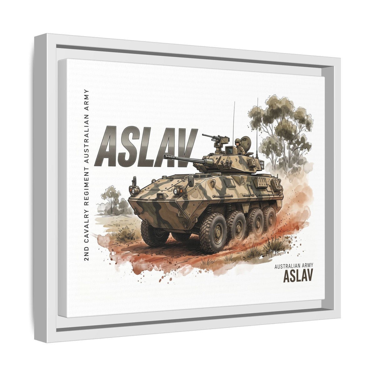 ASLAV Armored Vehicle Matte Canvas Framed Print — Australian Army Military Art