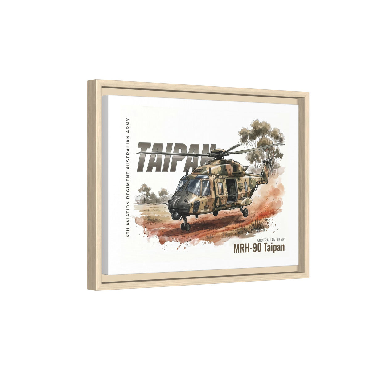 MRH-90 Taipan Helicopter Matte Canvas Framed Print — Australian Army Aviation Art