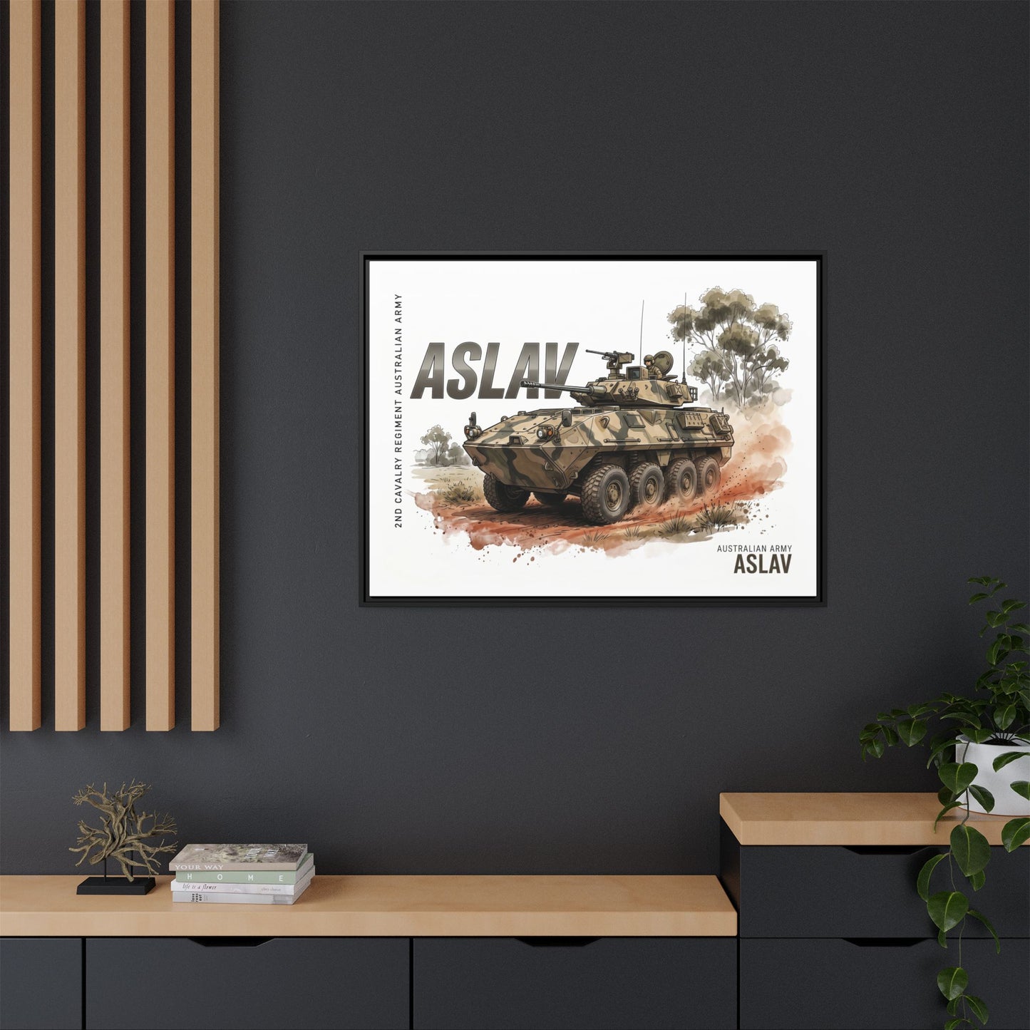 ASLAV Armored Vehicle Matte Canvas Framed Print — Australian Army Military Art