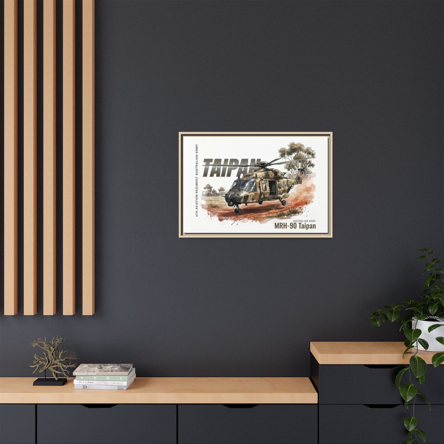 MRH-90 Taipan Helicopter Matte Canvas Framed Print — Australian Army Aviation Art