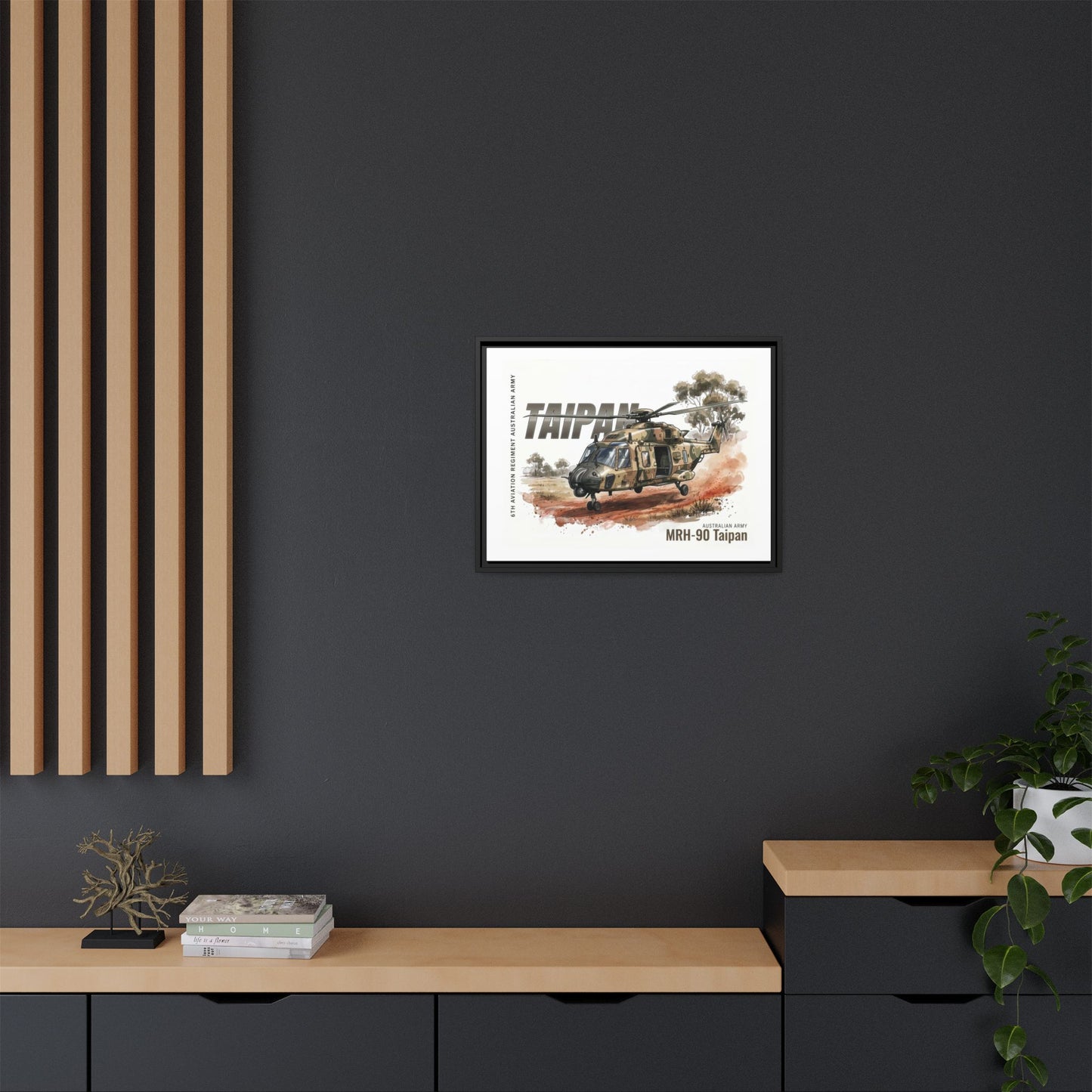 MRH-90 Taipan Helicopter Matte Canvas Framed Print — Australian Army Aviation Art