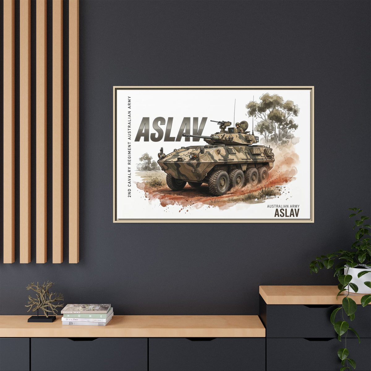 ASLAV Armored Vehicle Matte Canvas Framed Print — Australian Army Military Art