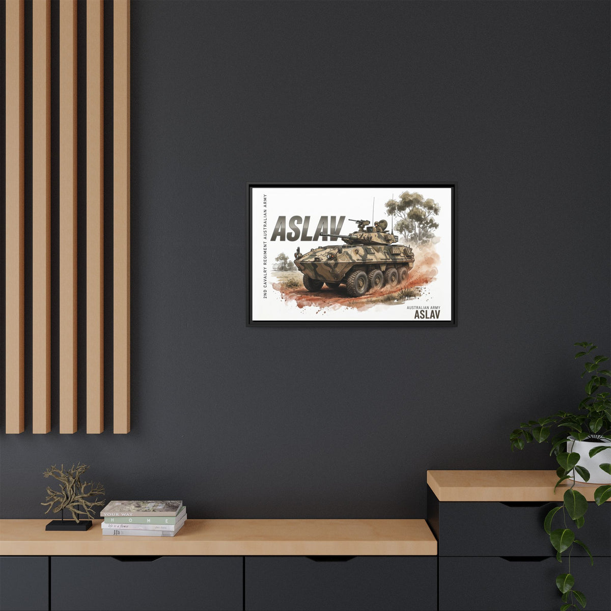 ASLAV Armored Vehicle Matte Canvas Framed Print — Australian Army Military Art