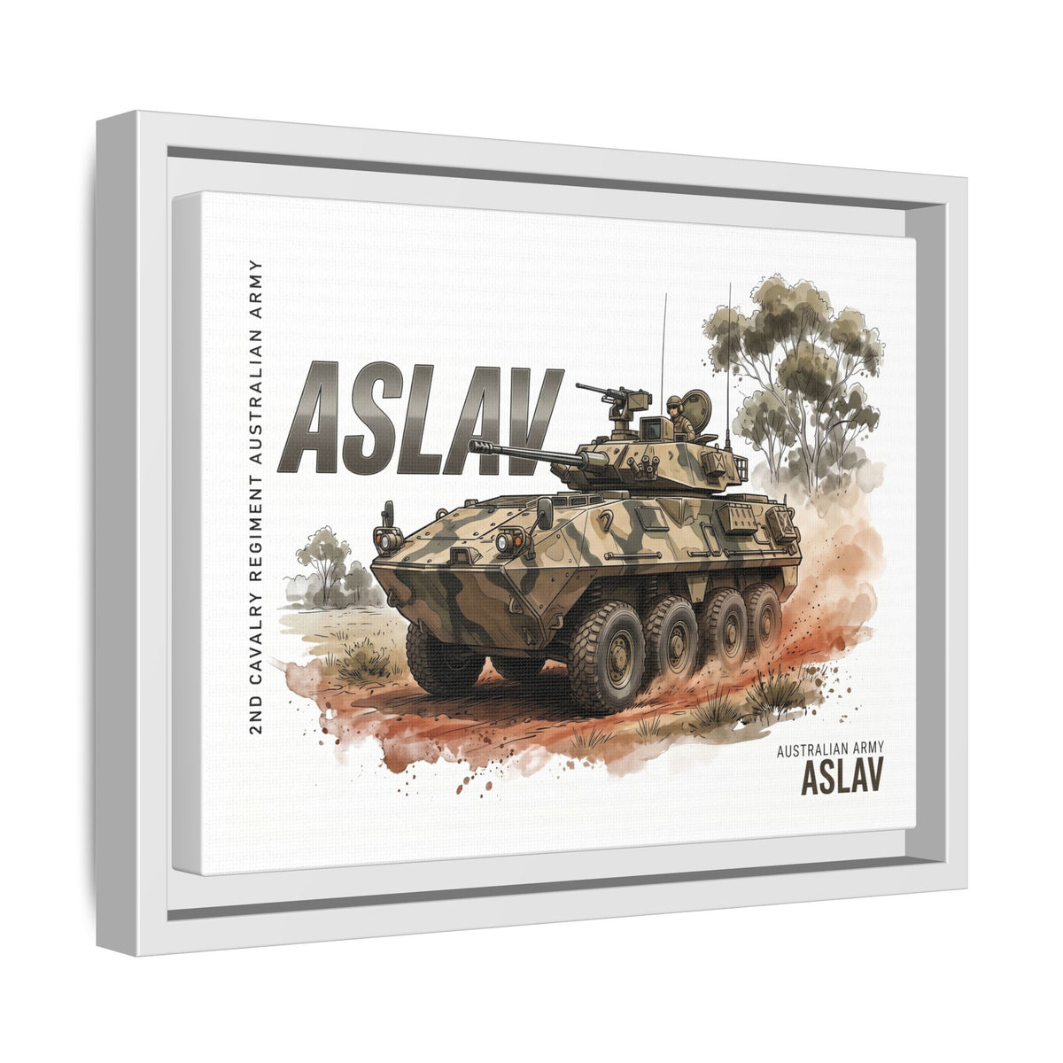 ASLAV Armored Vehicle Matte Canvas Framed Print — Australian Army Military Art