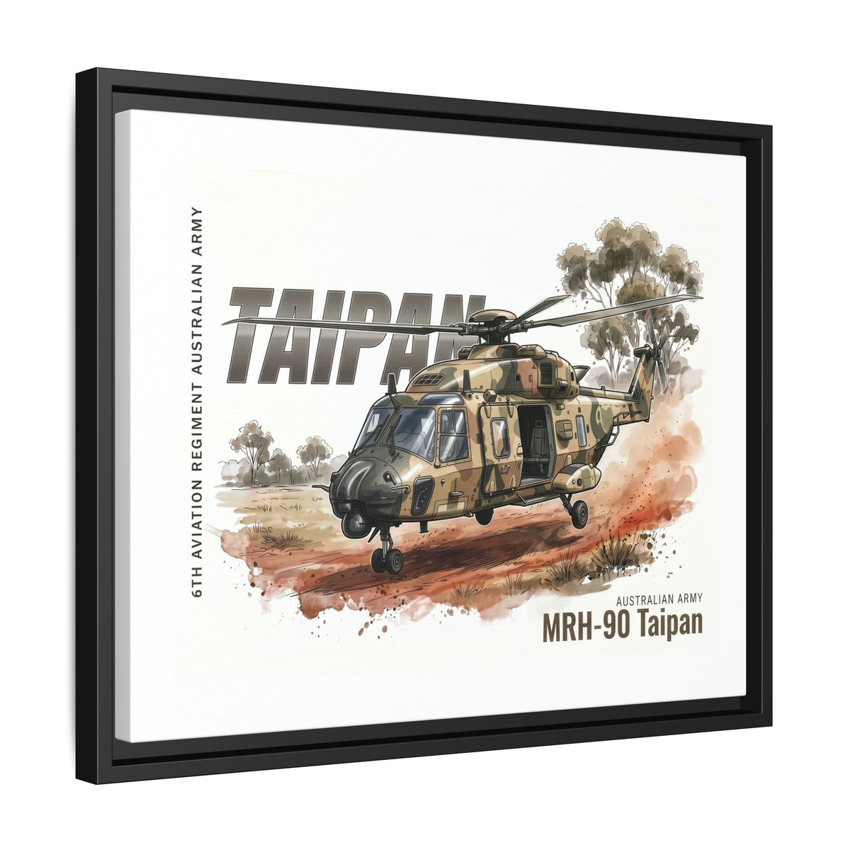 MRH-90 Taipan Helicopter Matte Canvas Framed Print — Australian Army Aviation Art
