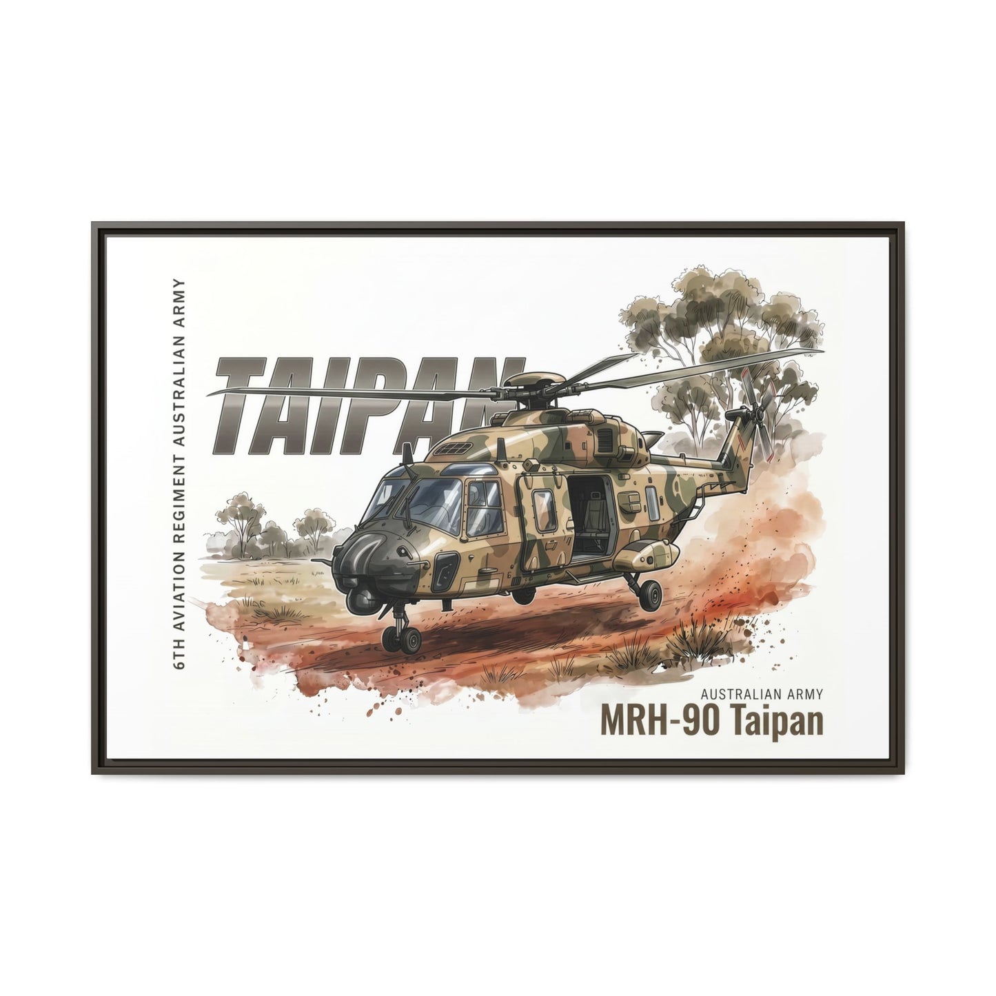 MRH-90 Taipan Helicopter Matte Canvas Framed Print — Australian Army Aviation Art