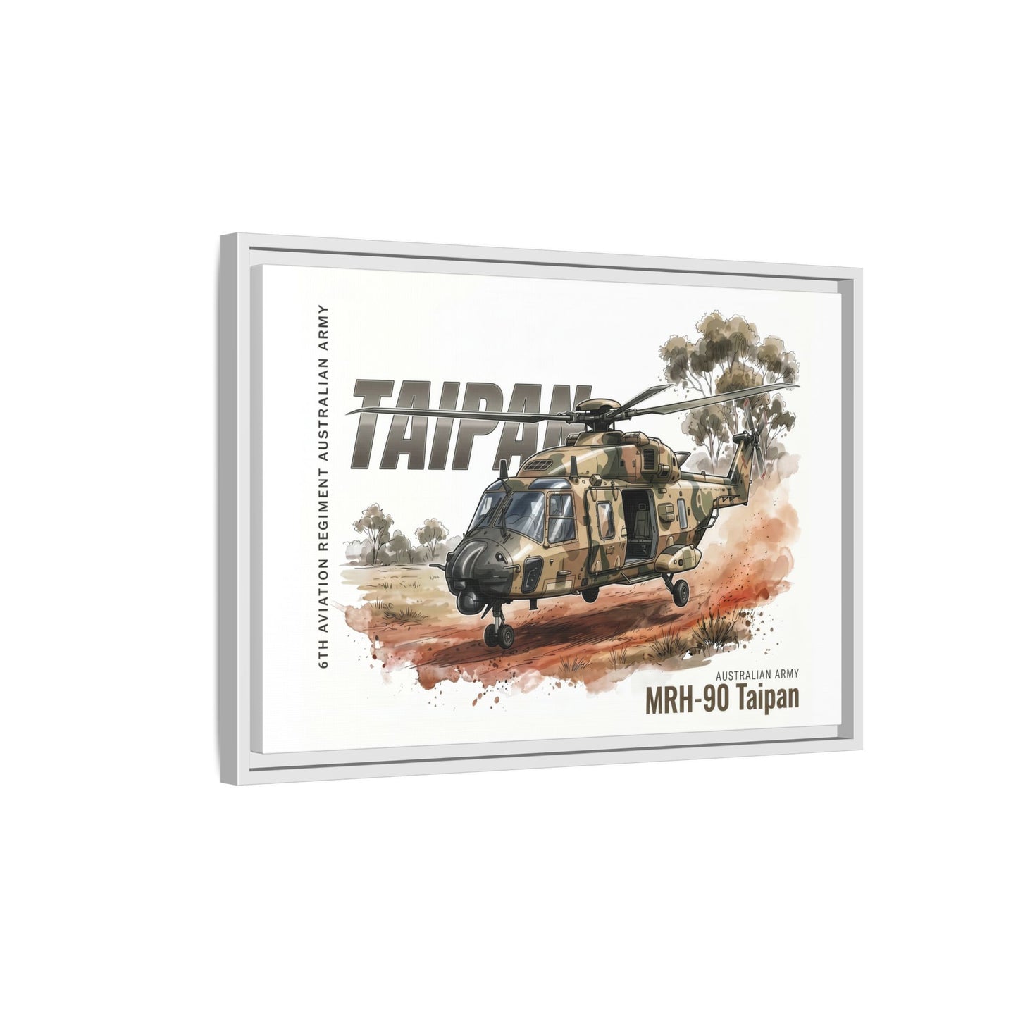MRH-90 Taipan Helicopter Matte Canvas Framed Print — Australian Army Aviation Art