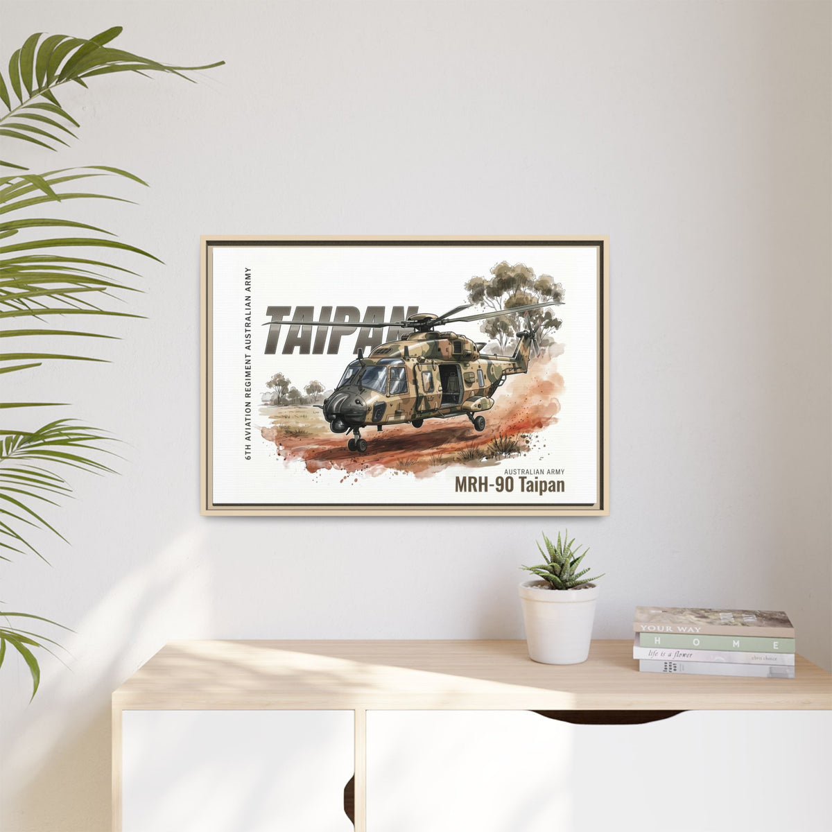 MRH-90 Taipan Helicopter Matte Canvas Framed Print — Australian Army Aviation Art