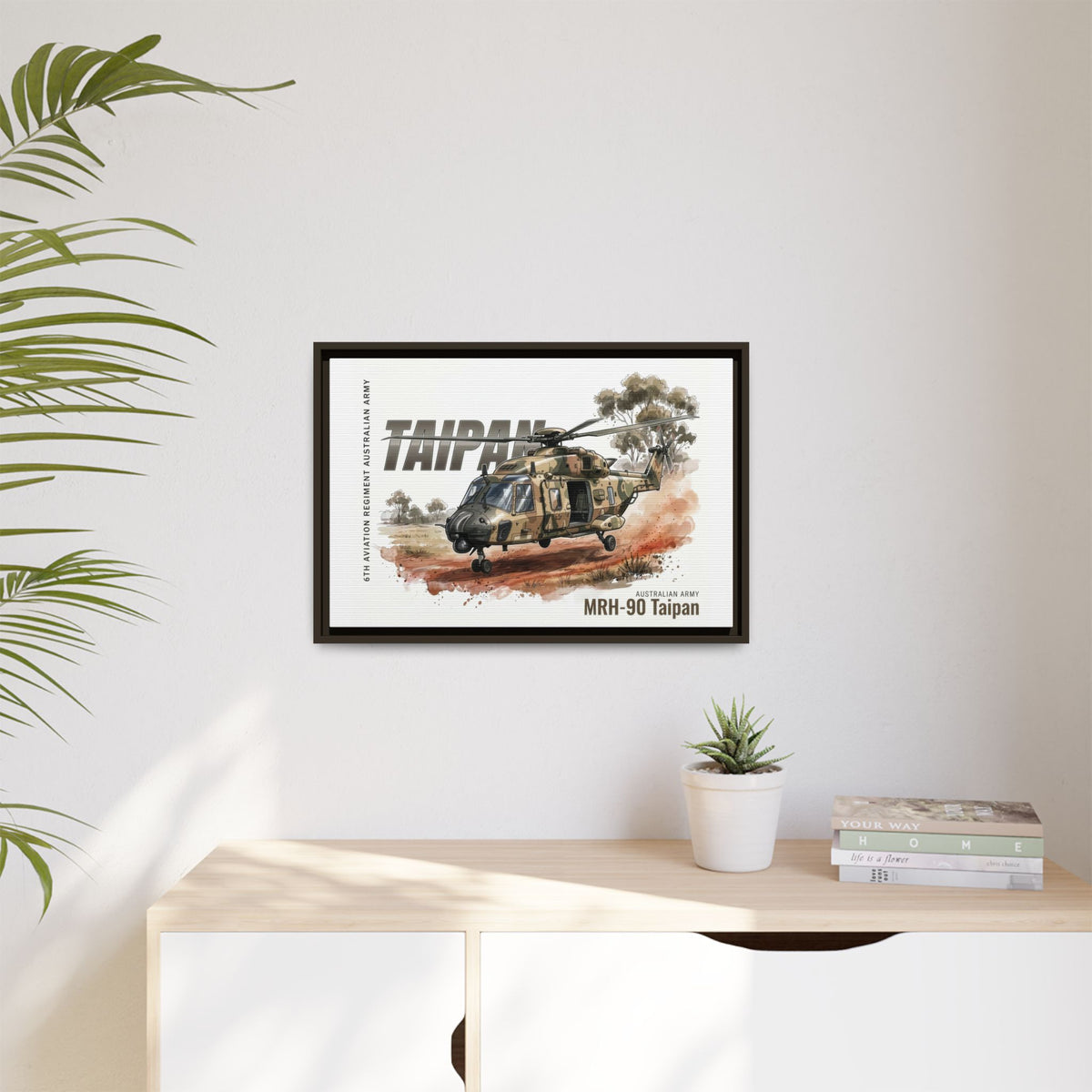 MRH-90 Taipan Helicopter Matte Canvas Framed Print — Australian Army Aviation Art