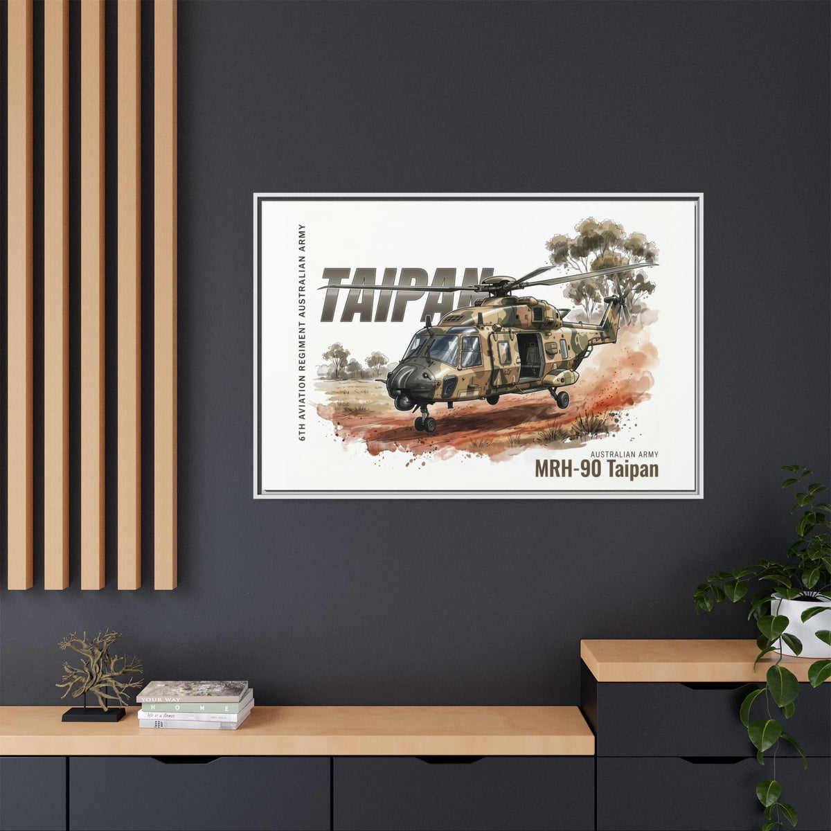 MRH-90 Taipan Helicopter Matte Canvas Framed Print — Australian Army Aviation Art