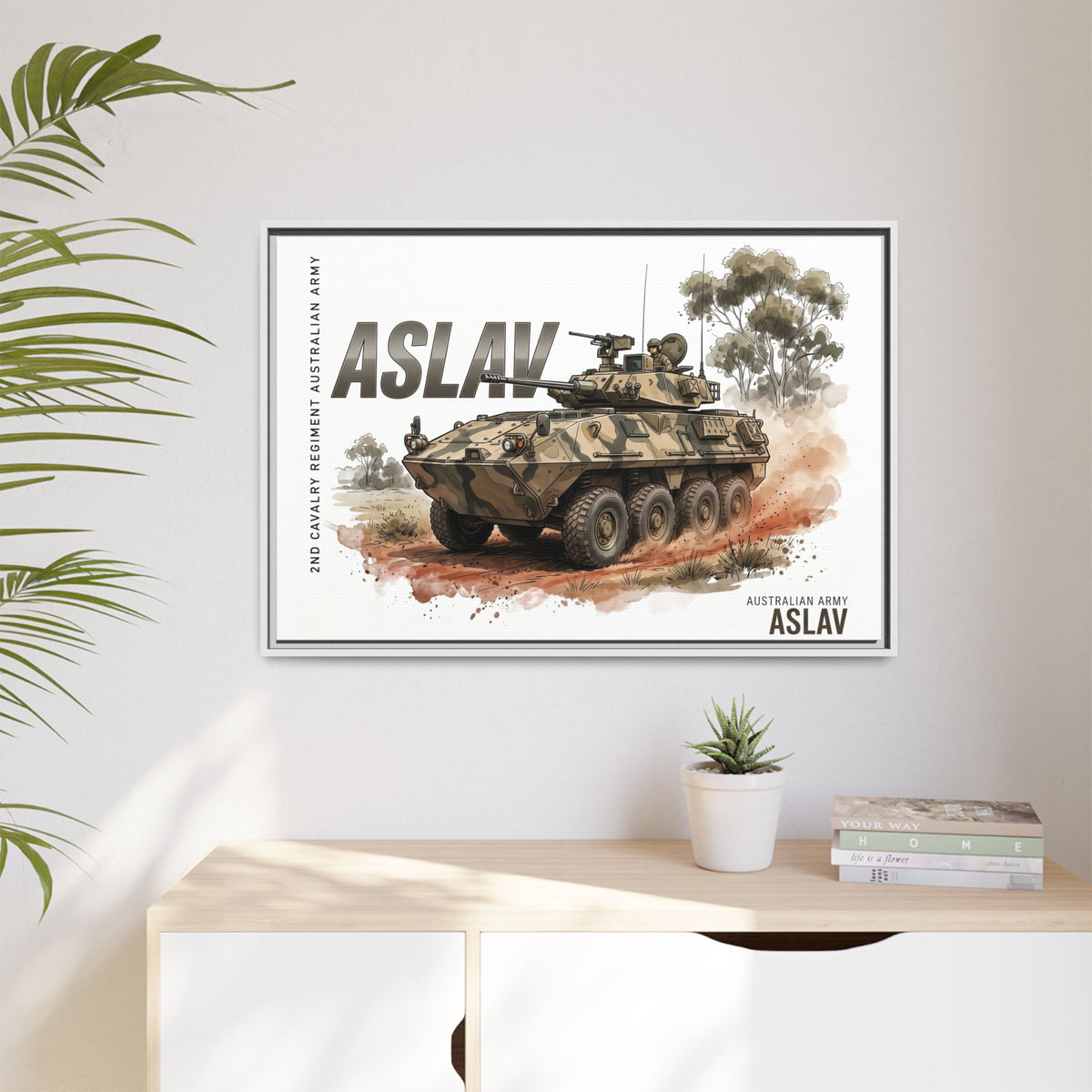 ASLAV Armored Vehicle Matte Canvas Framed Print — Australian Army Military Art
