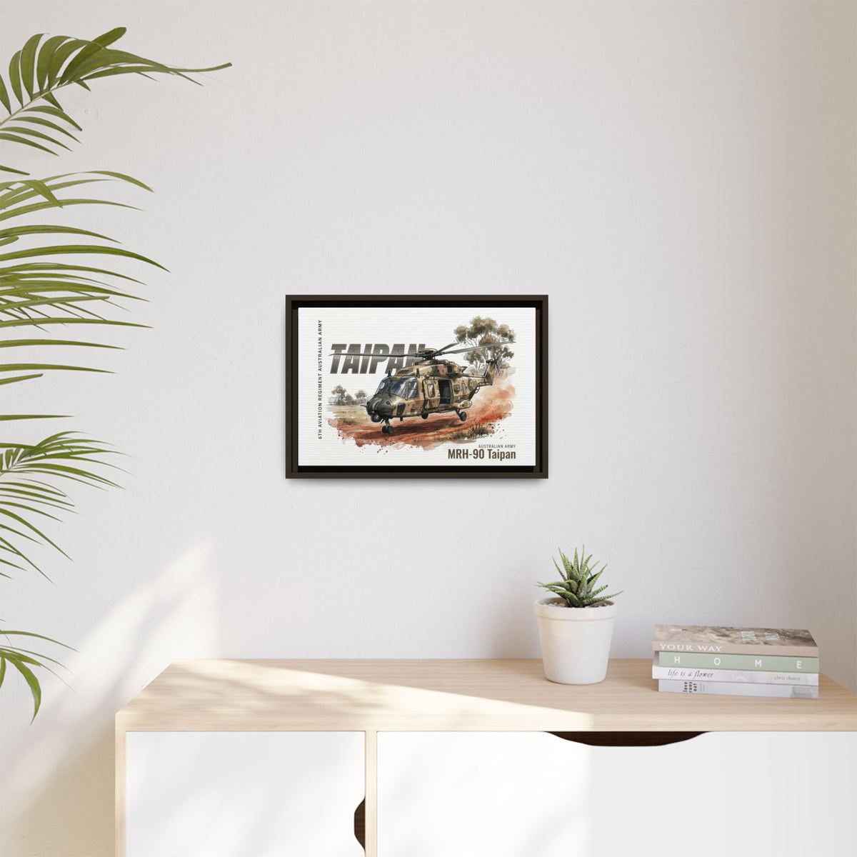 MRH-90 Taipan Helicopter Matte Canvas Framed Print — Australian Army Aviation Art