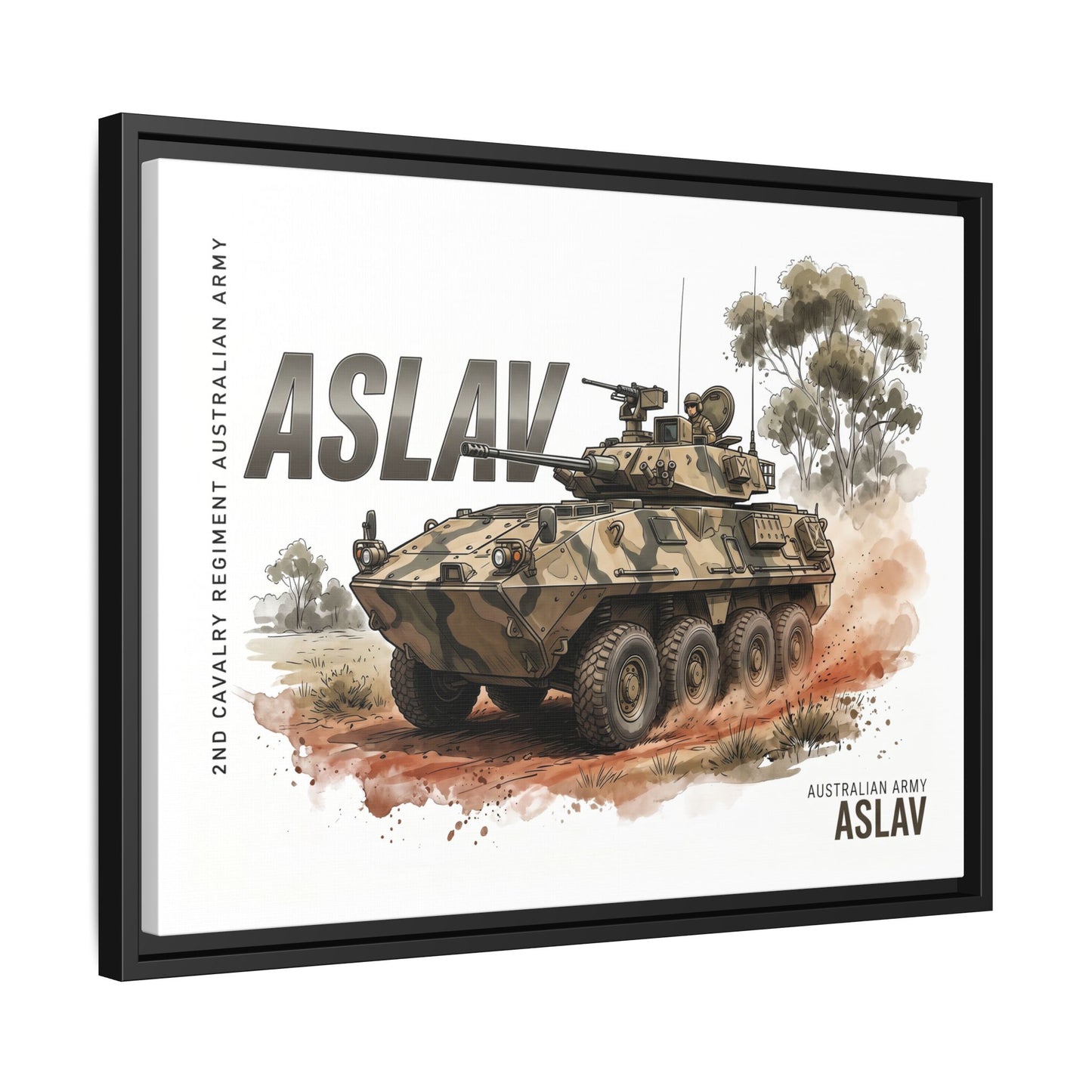 ASLAV Armored Vehicle Matte Canvas Framed Print — Australian Army Military Art