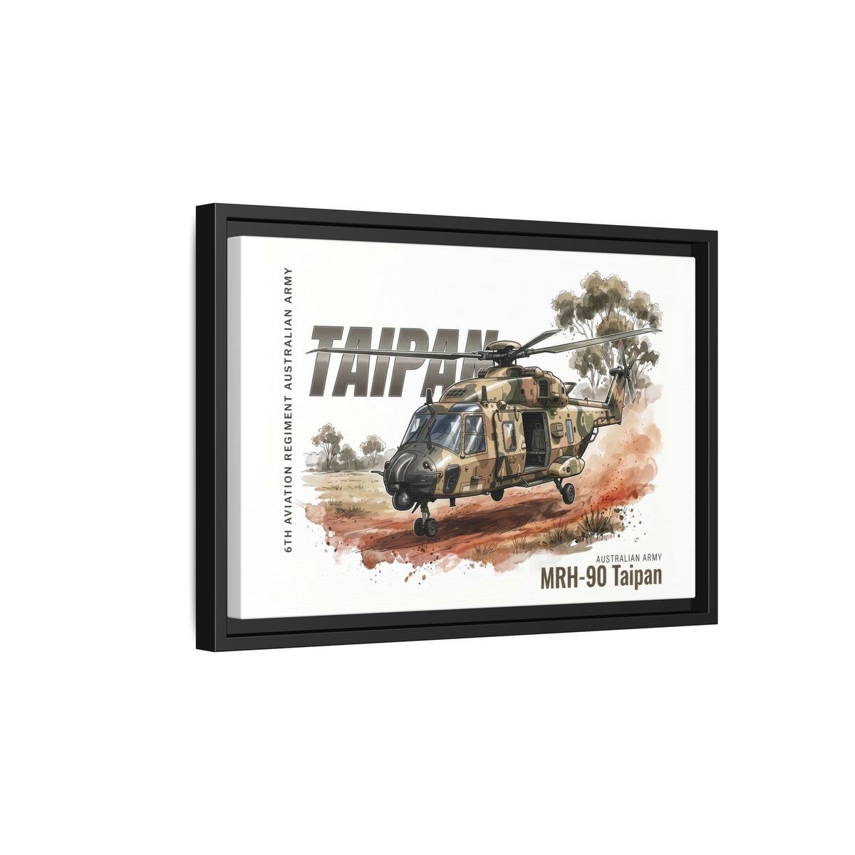 MRH-90 Taipan Helicopter Matte Canvas Framed Print — Australian Army Aviation Art