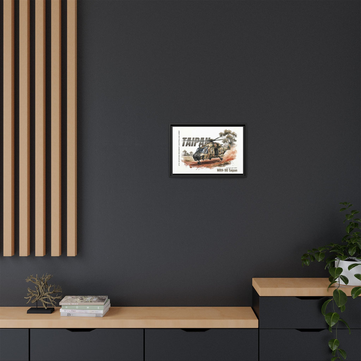 MRH-90 Taipan Helicopter Matte Canvas Framed Print — Australian Army Aviation Art