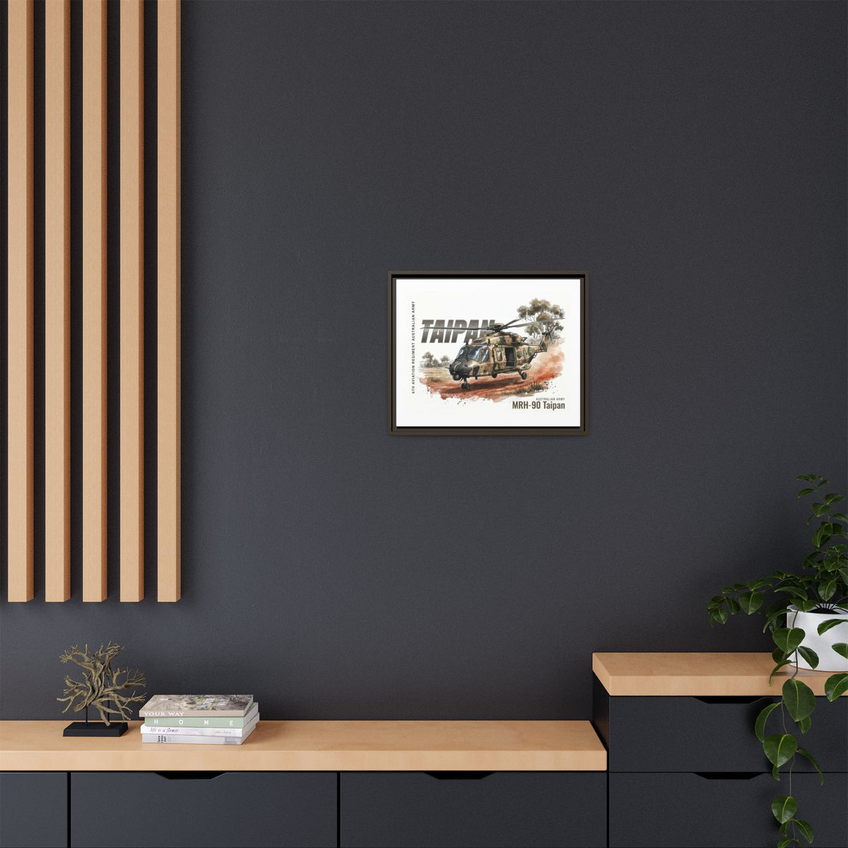 MRH-90 Taipan Helicopter Matte Canvas Framed Print — Australian Army Aviation Art