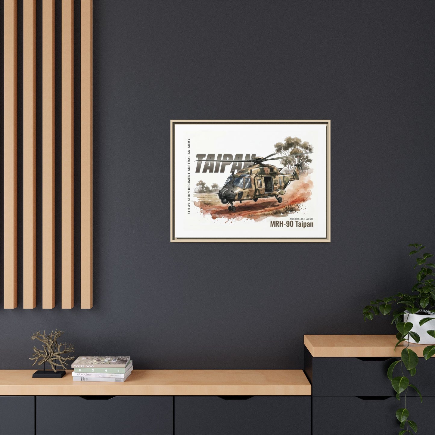 MRH-90 Taipan Helicopter Matte Canvas Framed Print — Australian Army Aviation Art