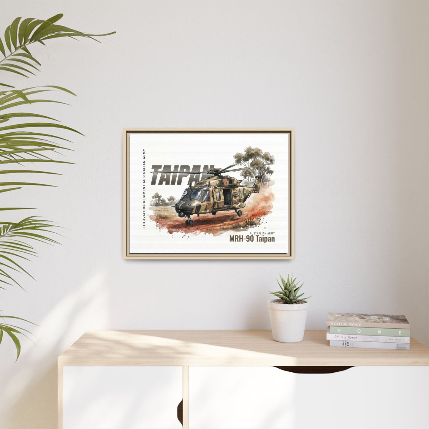 MRH-90 Taipan Helicopter Matte Canvas Framed Print — Australian Army Aviation Art