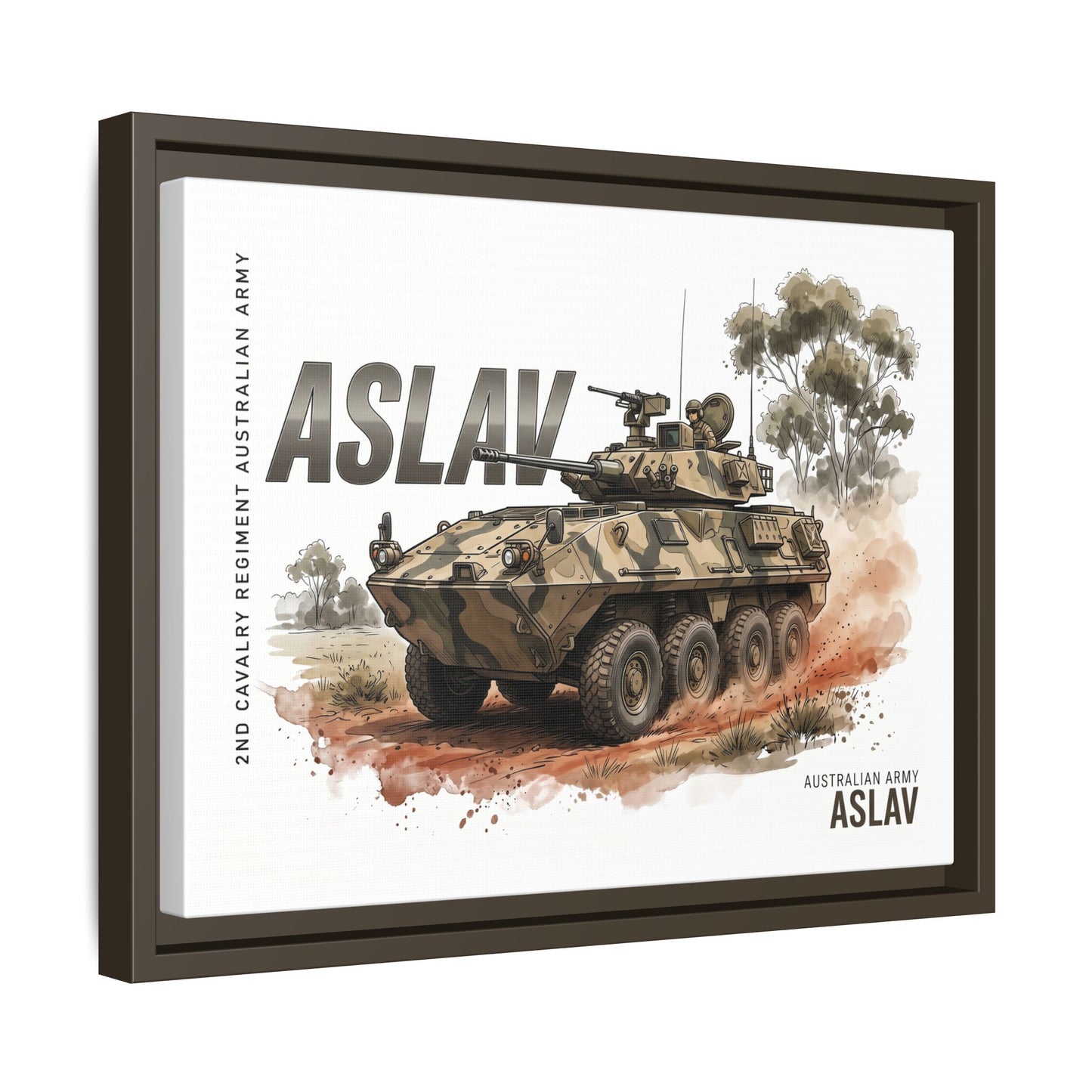 ASLAV Armored Vehicle Matte Canvas Framed Print — Australian Army Military Art