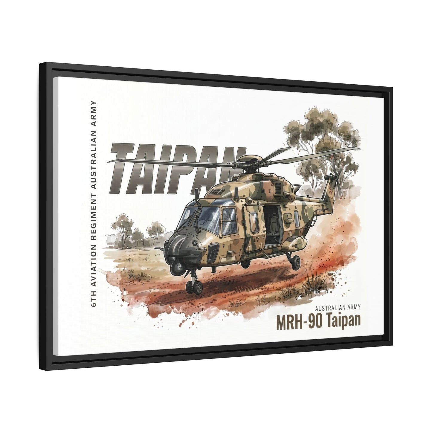 MRH-90 Taipan Helicopter Matte Canvas Framed Print — Australian Army Aviation Art