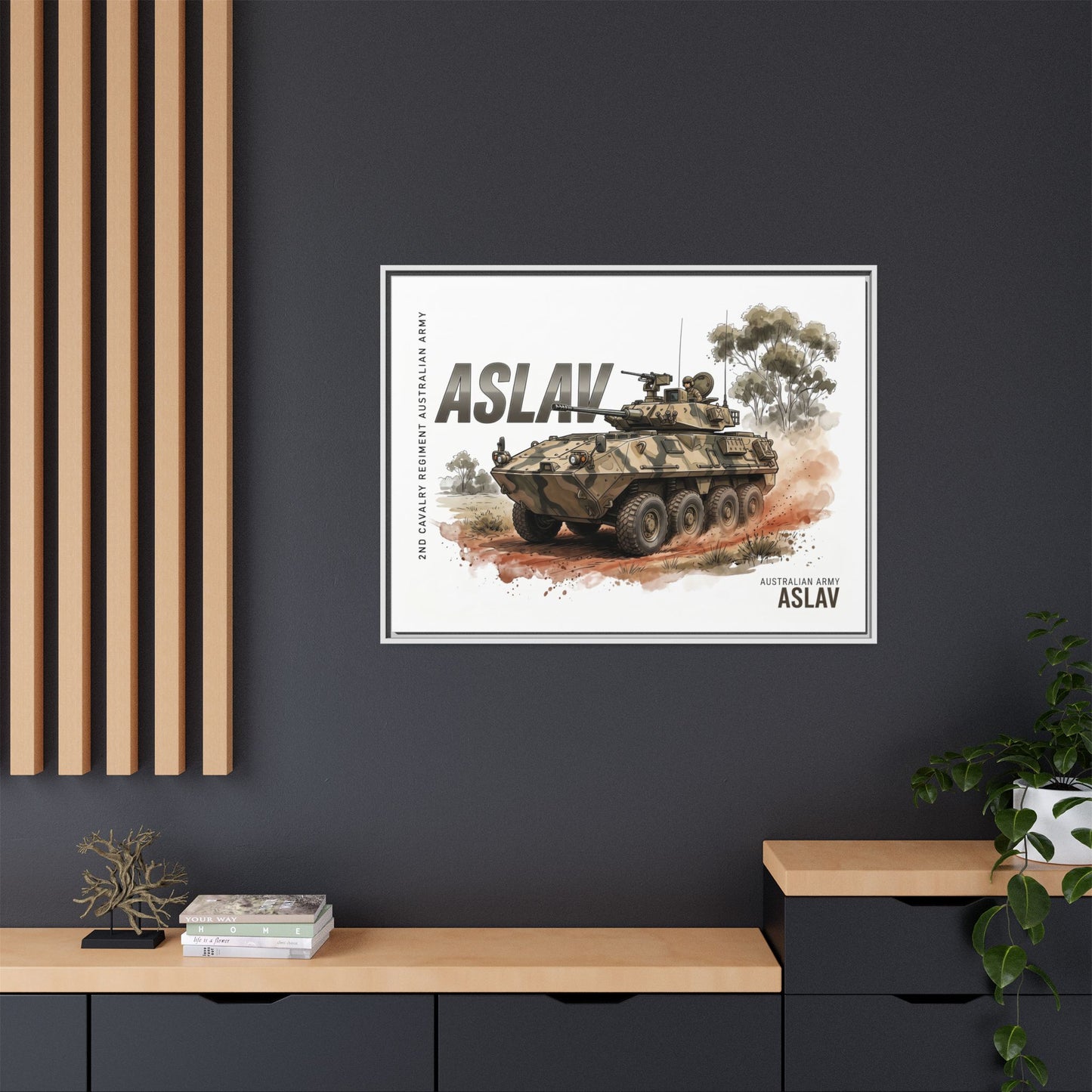 ASLAV Armored Vehicle Matte Canvas Framed Print — Australian Army Military Art