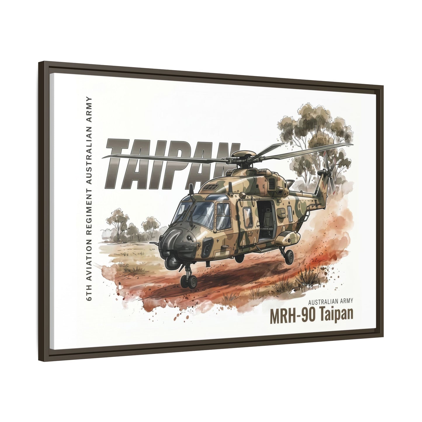 MRH-90 Taipan Helicopter Matte Canvas Framed Print — Australian Army Aviation Art