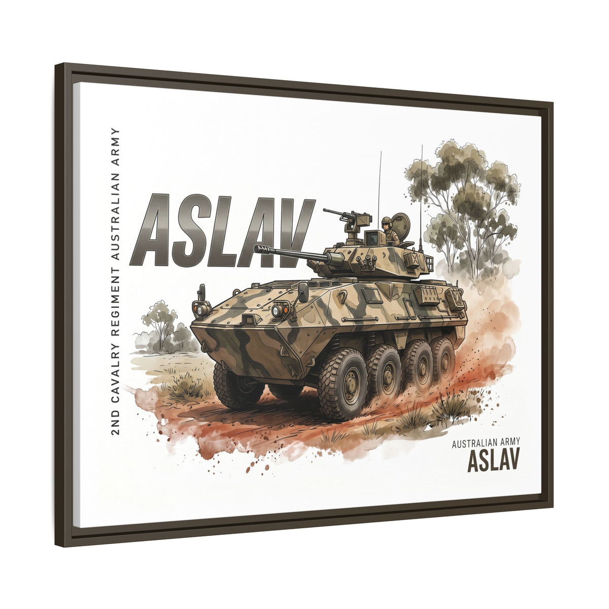 ASLAV Armored Vehicle Matte Canvas Framed Print — Australian Army Military Art